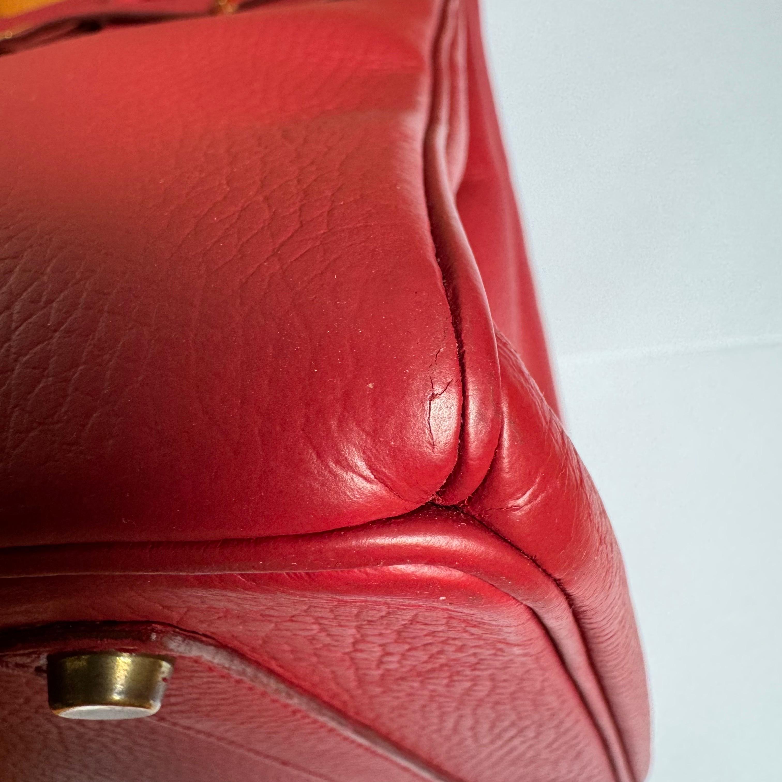 Hermes Birkin 35 Red Togo calfskin leather gold hardware 1995 en venta 13
