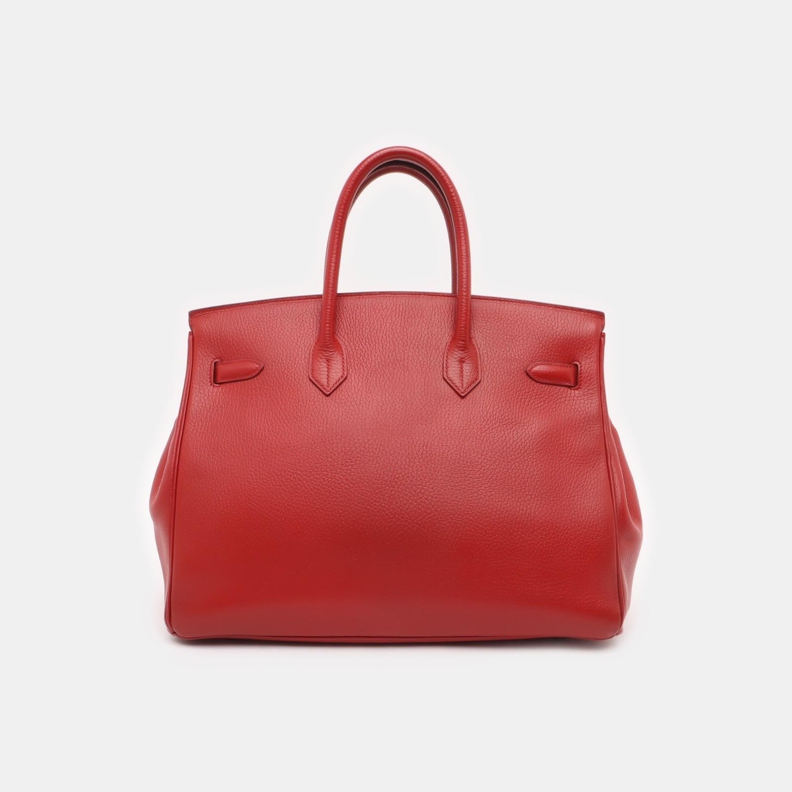 Hermes Birkin 35 Red Togo calfskin leather gold hardware 1995 In Good Condition In AUBERVILLIERS, FR