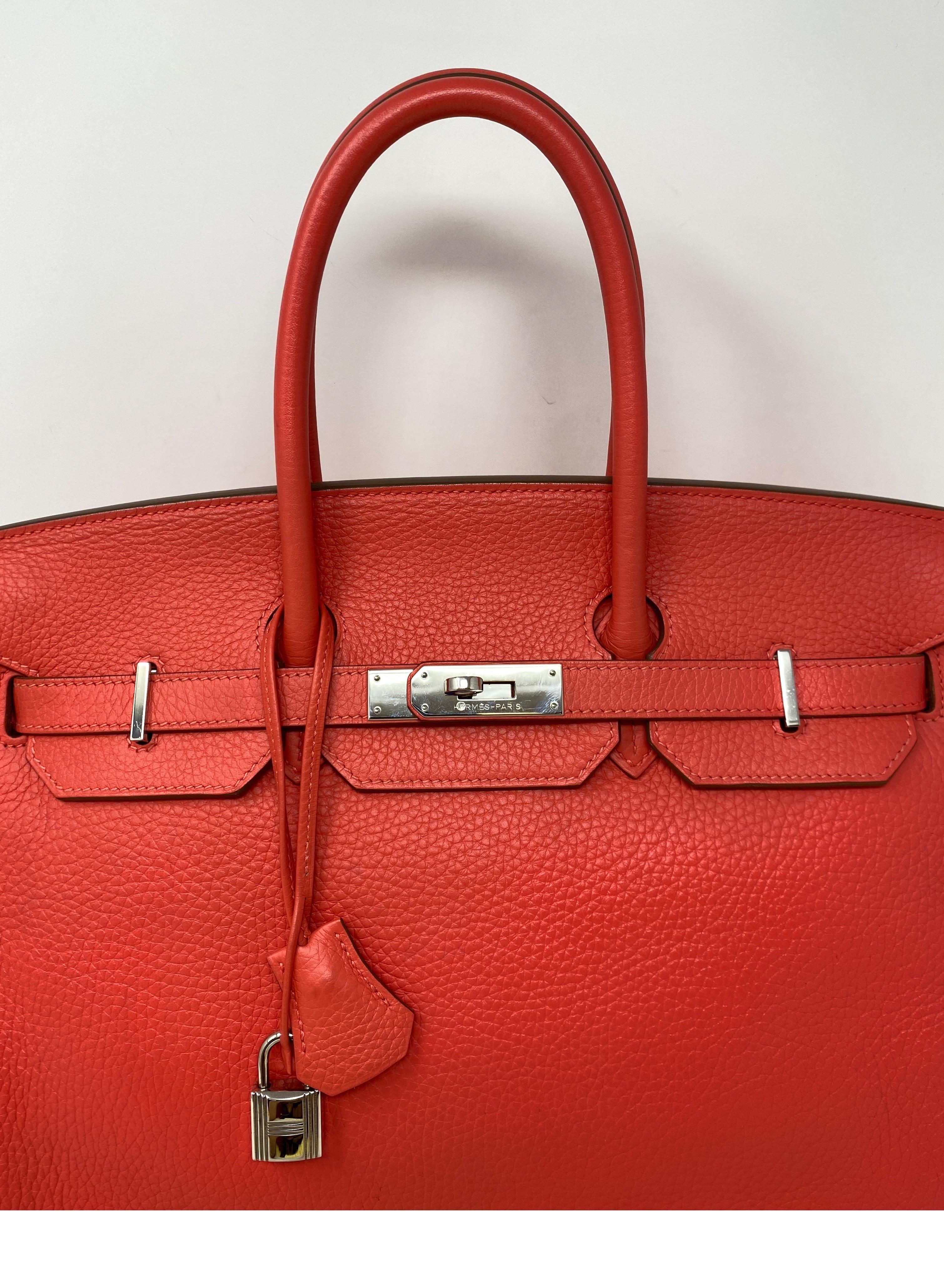 Red Hermes Birkin 35 Rose Jaipur Bag