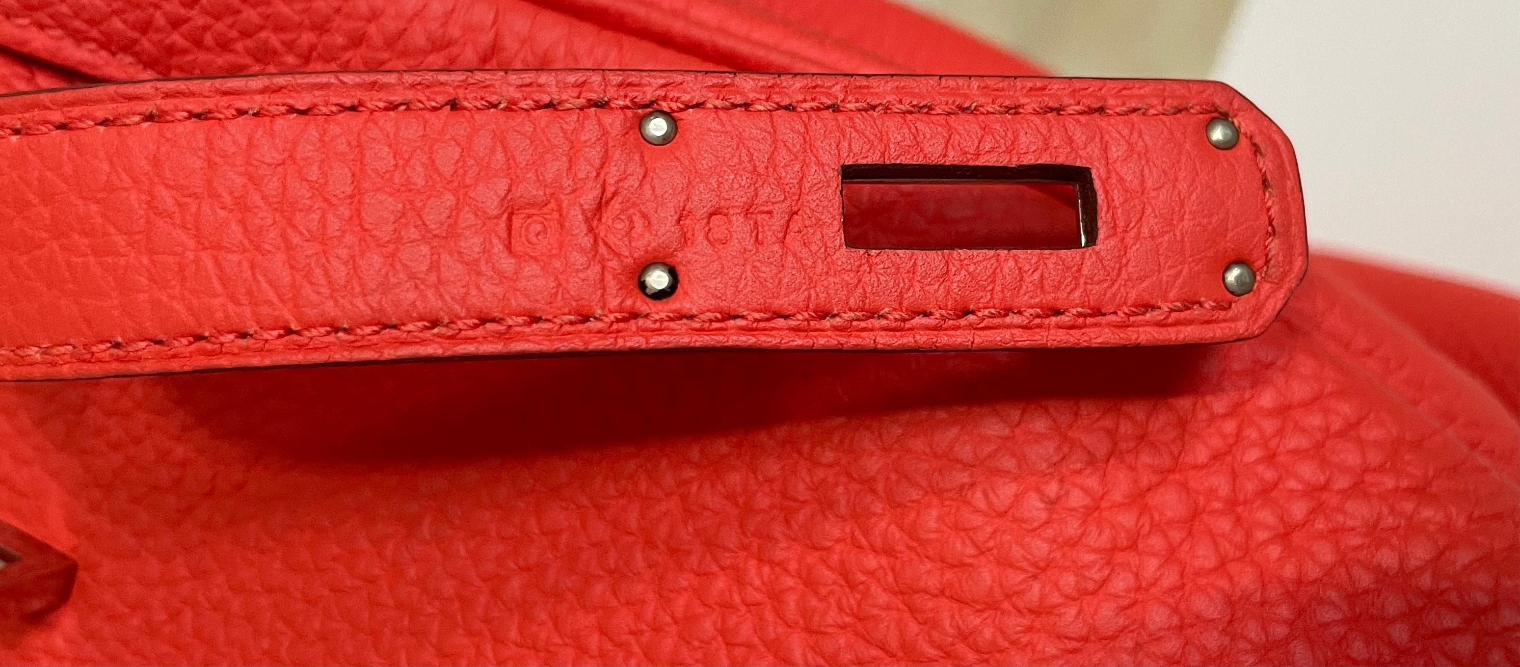 Hermès - Sac Birkin 35 rose Jaipur en palladium rouge et rose avec accessoires en métal  3