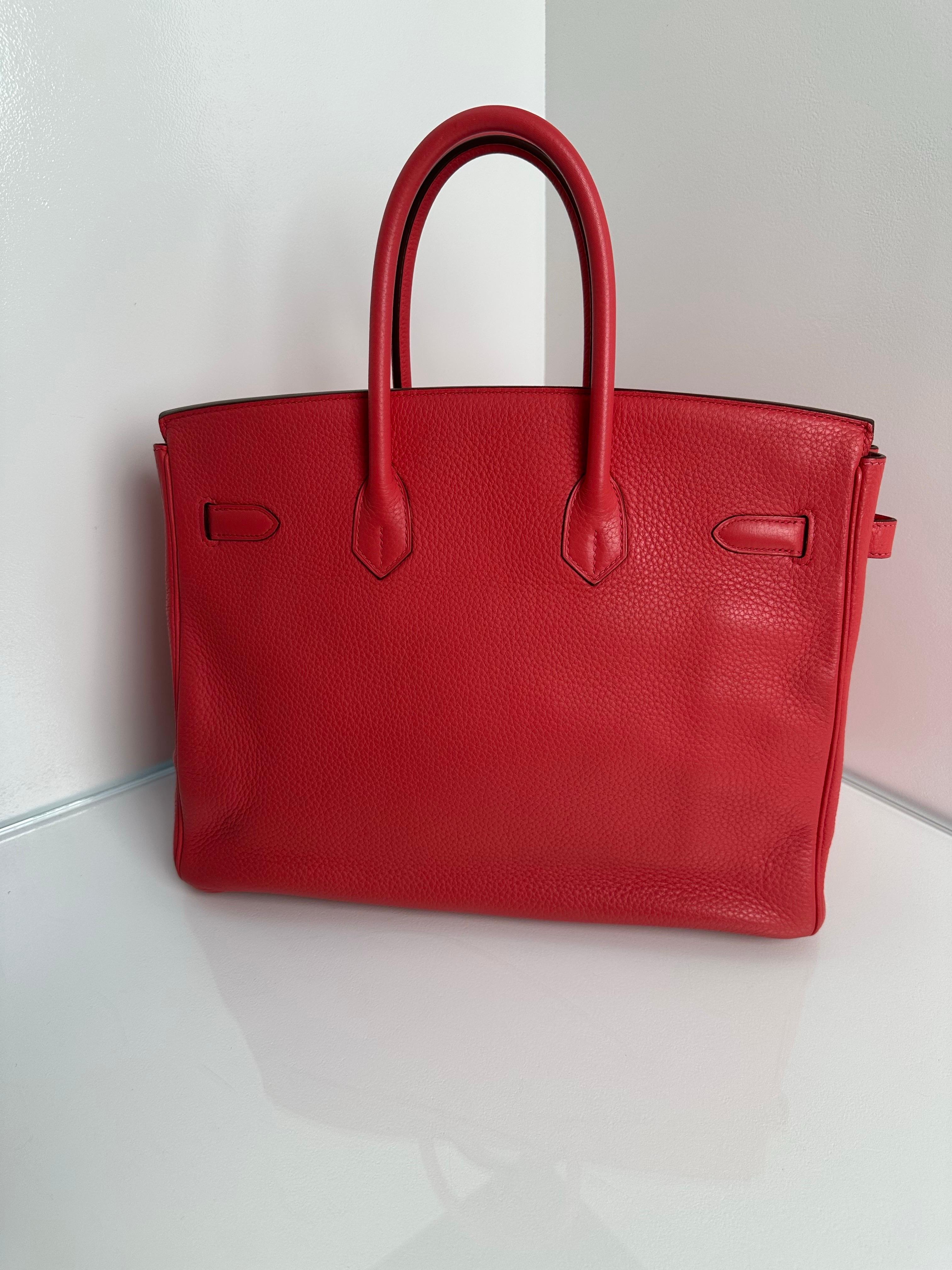 Hermes Birkin 35 Rose Jaipur Togo Palladium Hardware im Angebot 1