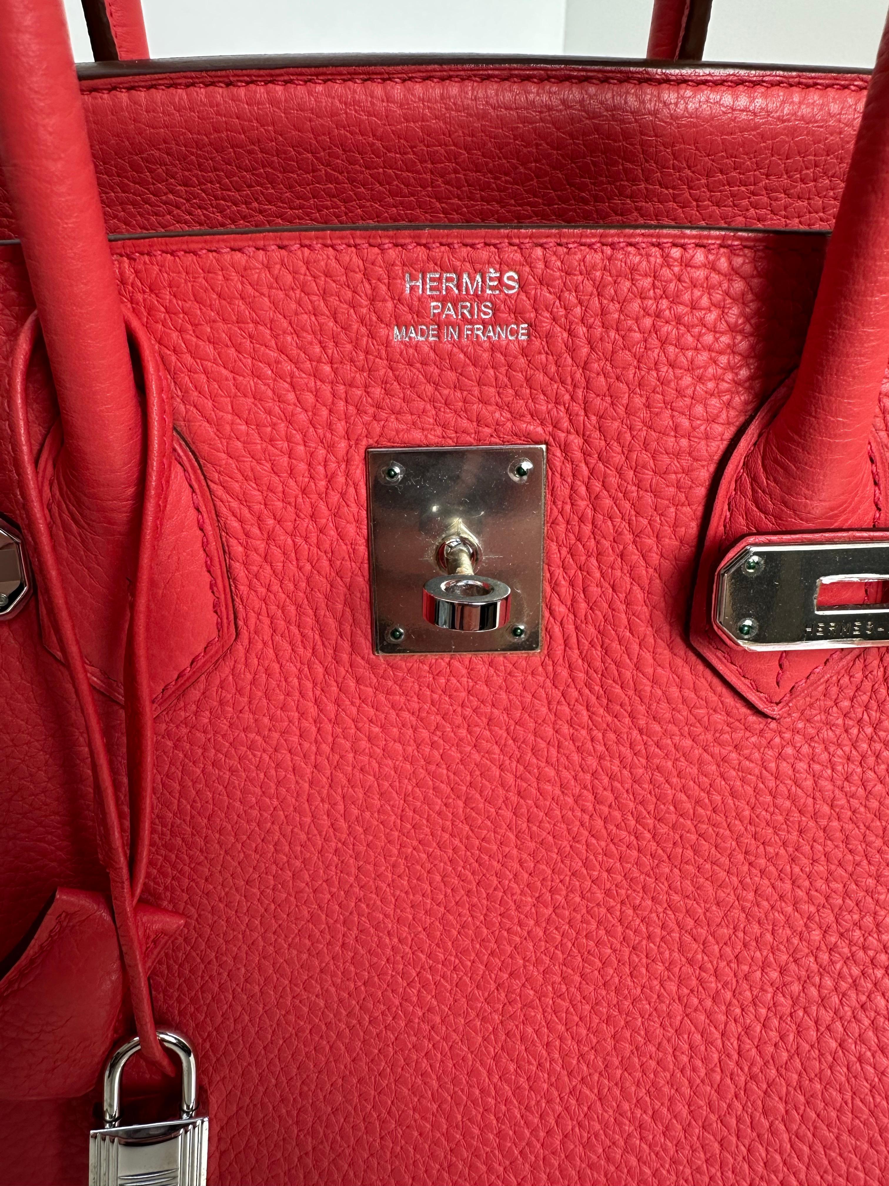 Hermes Birkin 35 Rose Jaipur Togo Palladium Hardware im Angebot 2