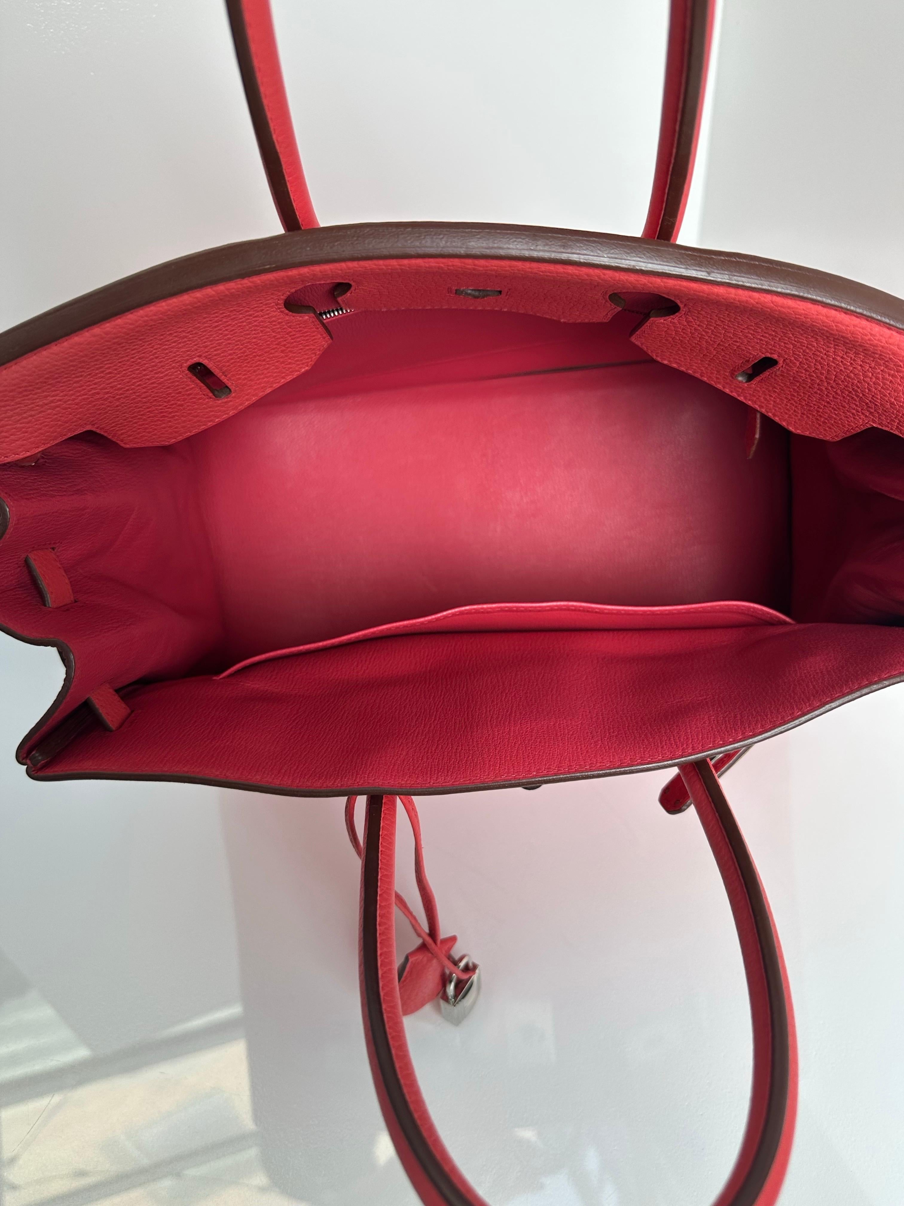Hermes Birkin 35 Rose Jaipur Togo Palladium Hardware im Angebot 4