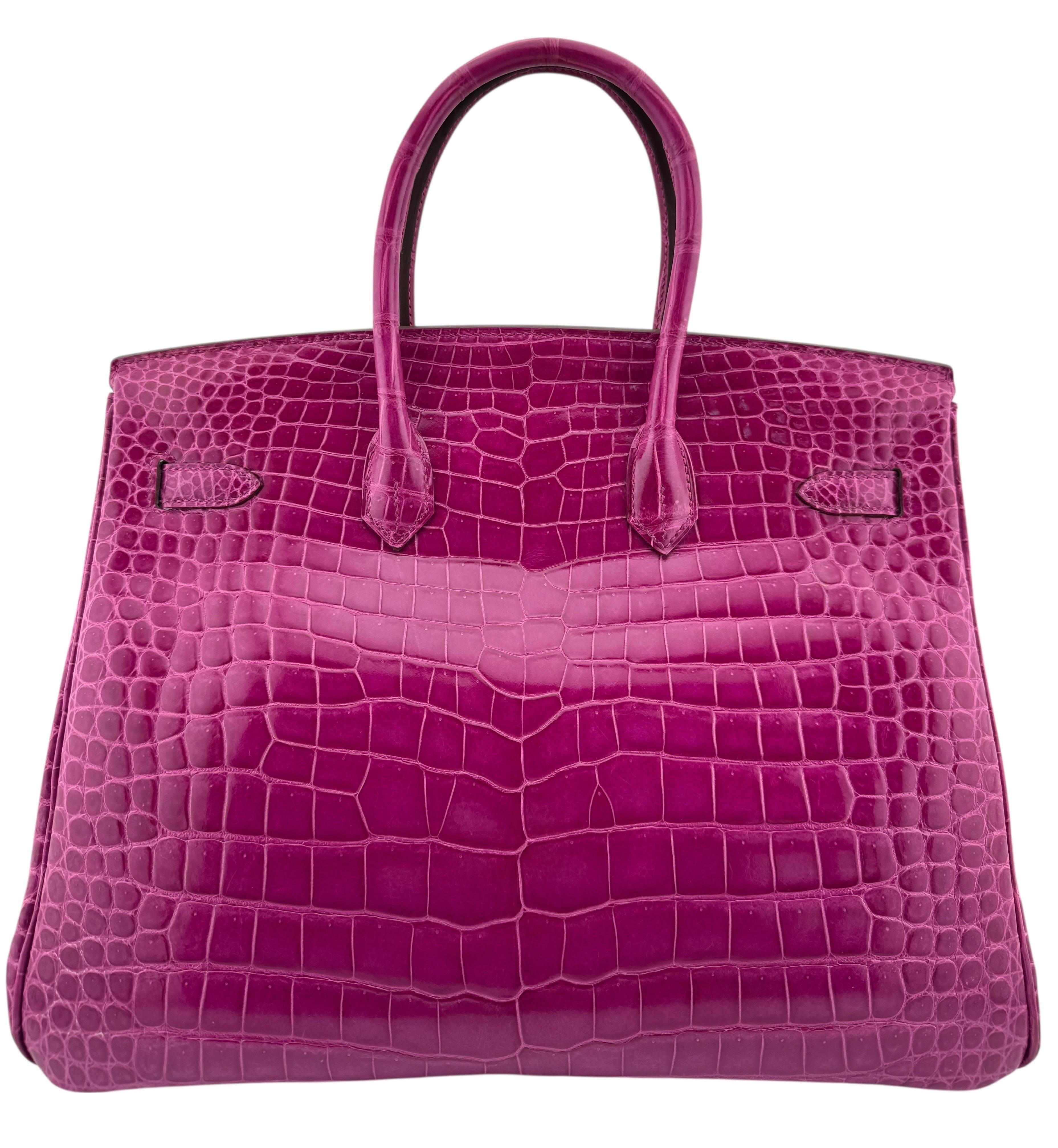 Purple Hermes Birkin 35 rose scheherazade gold hardware