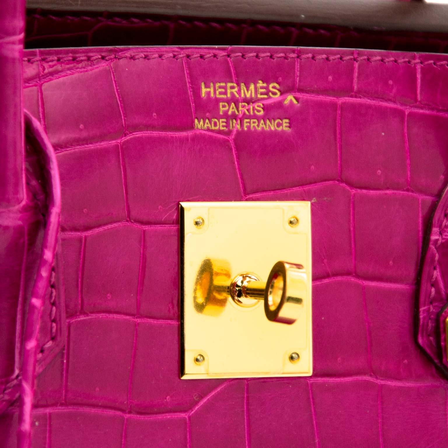 Hermès Birkin 35 Rose Sheherazade Porosus GHW For Sale 6