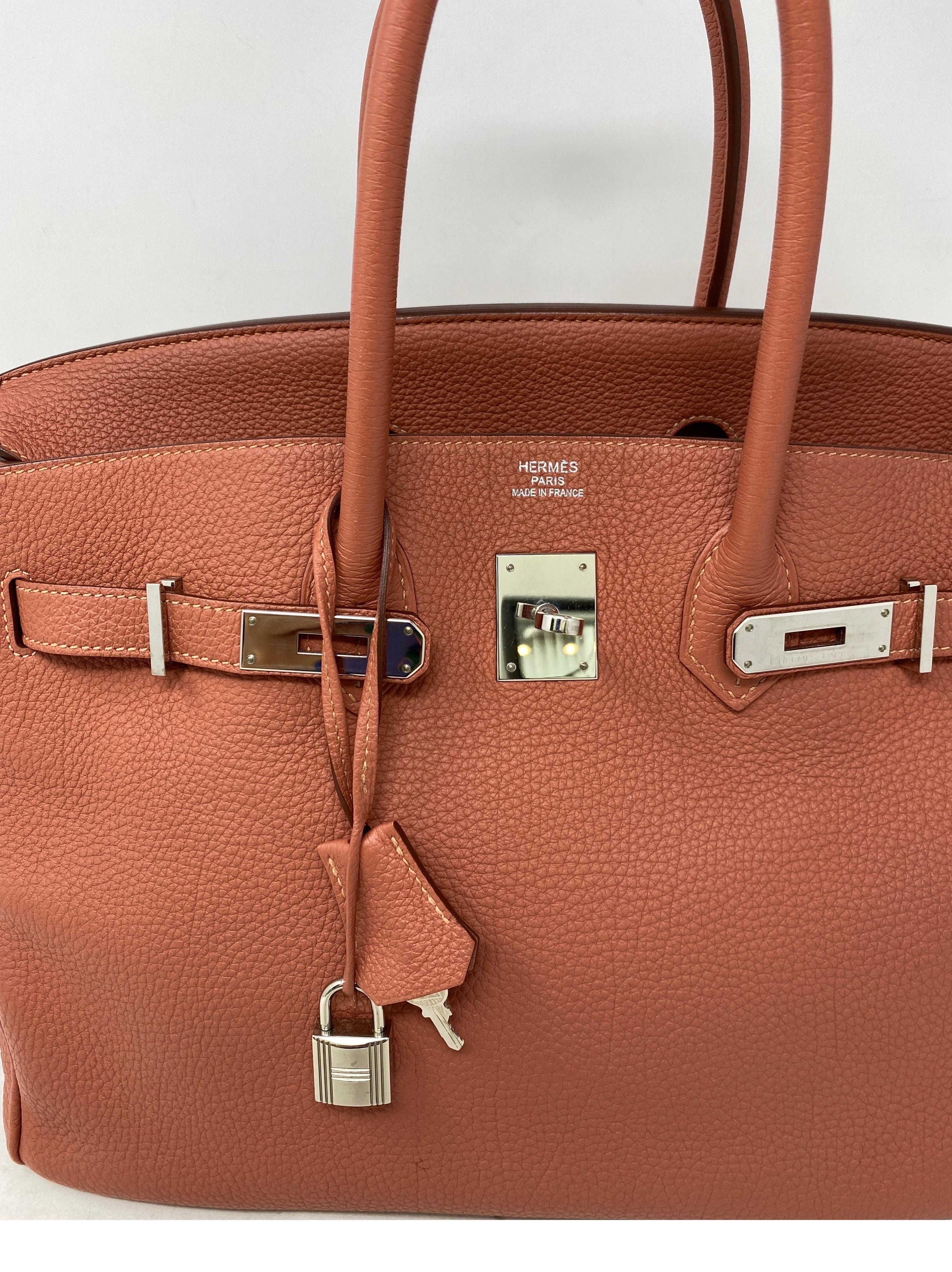 Hermes Birkin 35 Rose Tea Color Bag. Beautiful neutral light pink/ tan color. Excellent condition. Like new. Palladium hardware. Includes clochette, lock, keys and dust cover. Guaranteed authentic. 