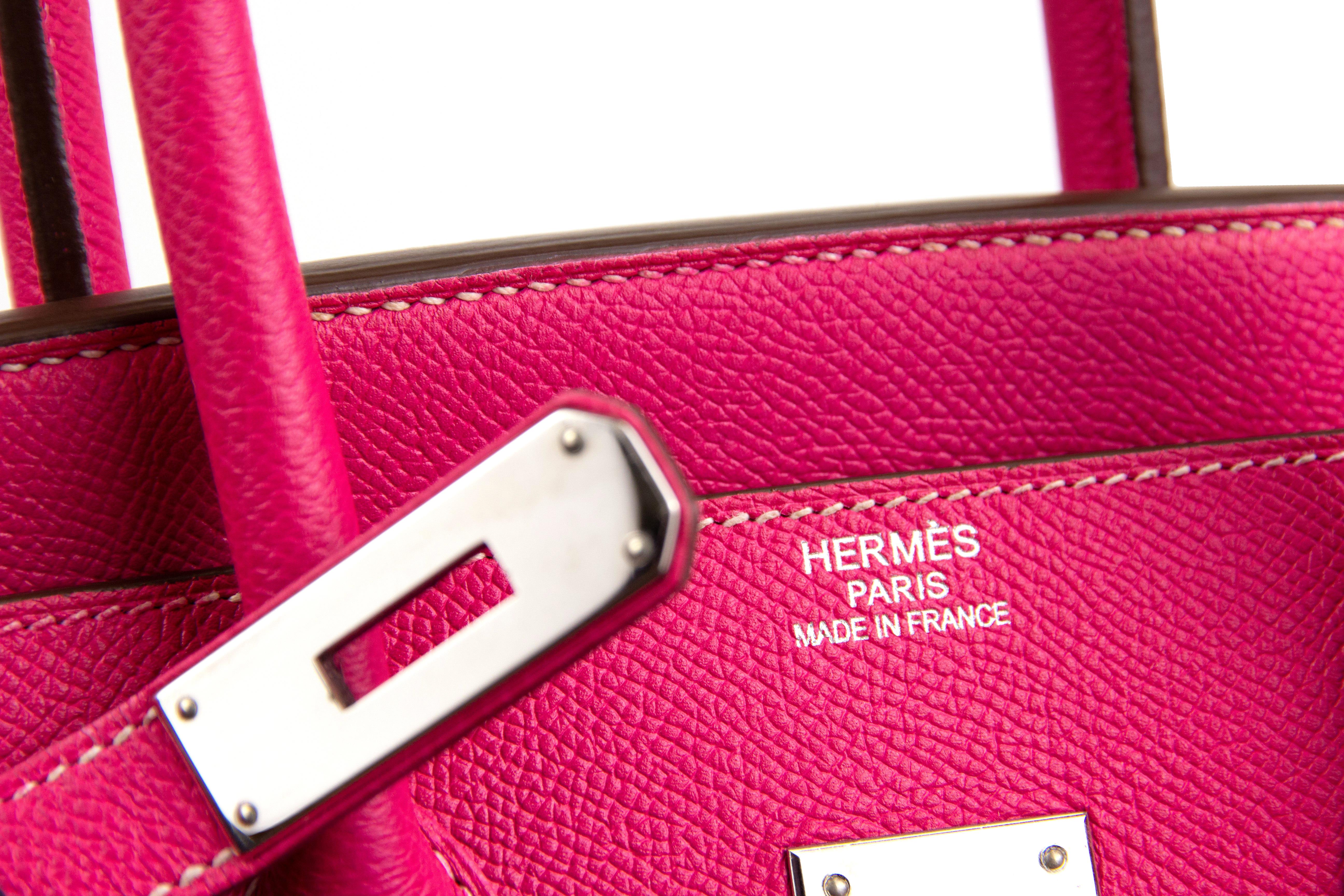 Hermes Birkin 35 Rose Tyrien Epsom Palladium Hardware In Excellent Condition In Aventura, FL