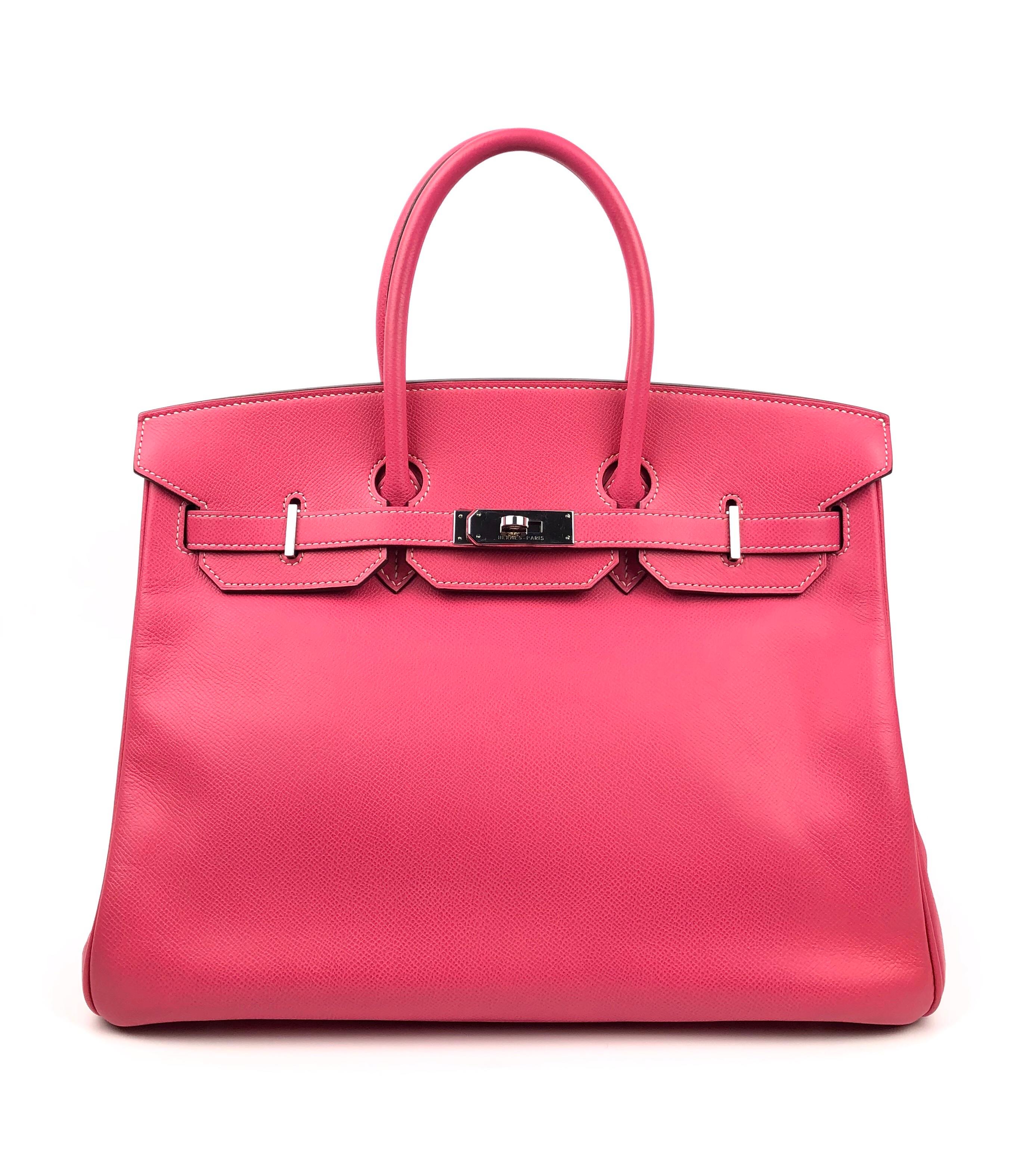 Hermes Birkin 35 Rose Tyrien Pink Candy Collection Rubis Interior Palladium Hardware. Excellent Condition, Some scratching on hardware.

Shop with Confidence from Lux Addicts. Authenticity Guaranteed! 