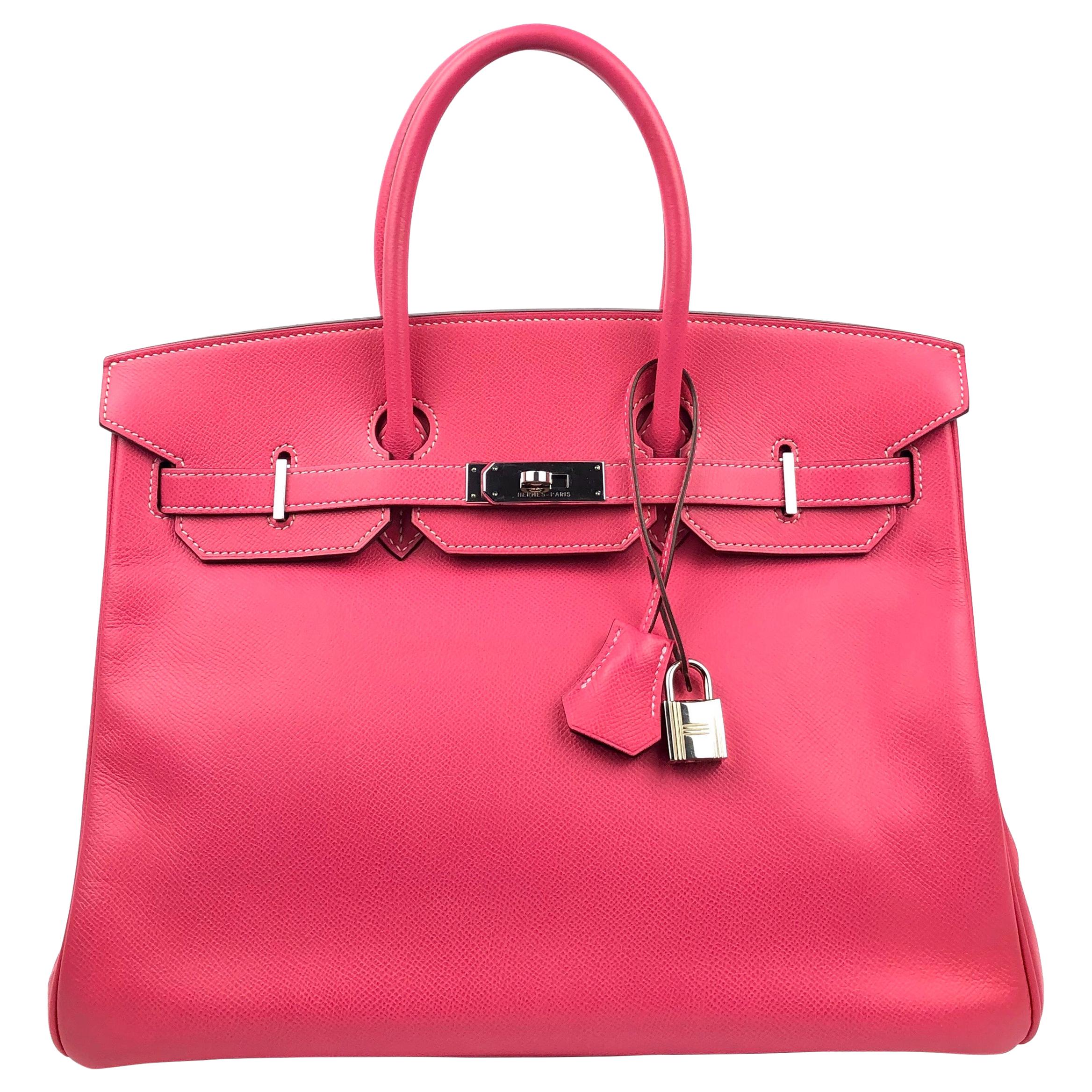 Hermes Birkin 35 Rose Tyrien Pink Candy Collection Rubis Palladium Hardware 