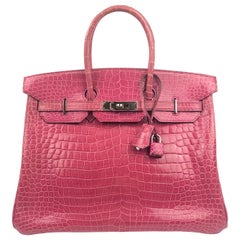 Hermes Birkin 35 Rose Tyrien Pink Crocodile 