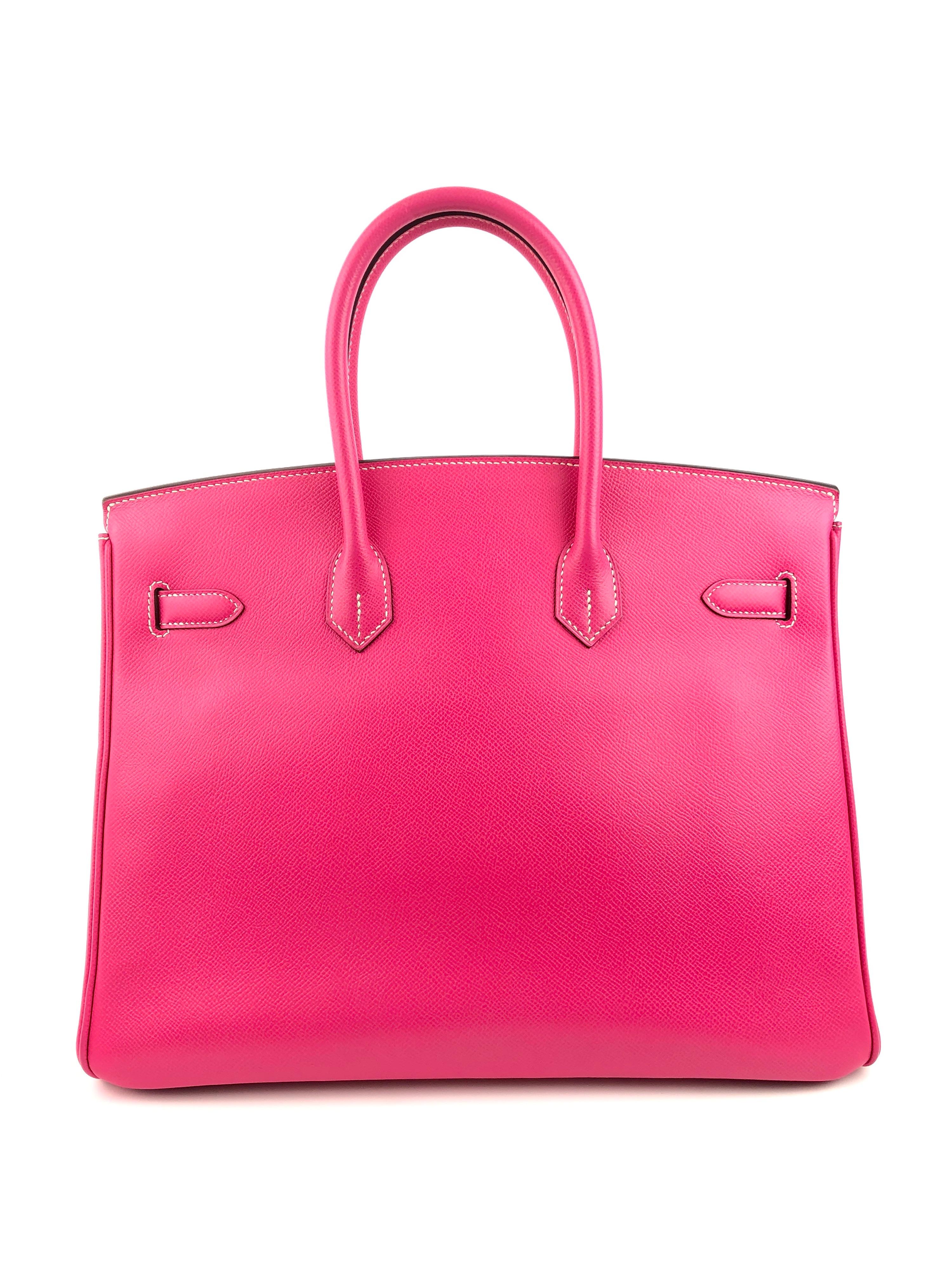 Hermes Birkin 35 Rose Tyrien Pink Epsom Brushed Palladium Hardware  In Excellent Condition In Miami, FL