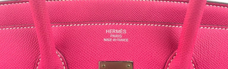 Hermes Birkin 35 Rose Tyrien Epsom Palladium Hardware #Q