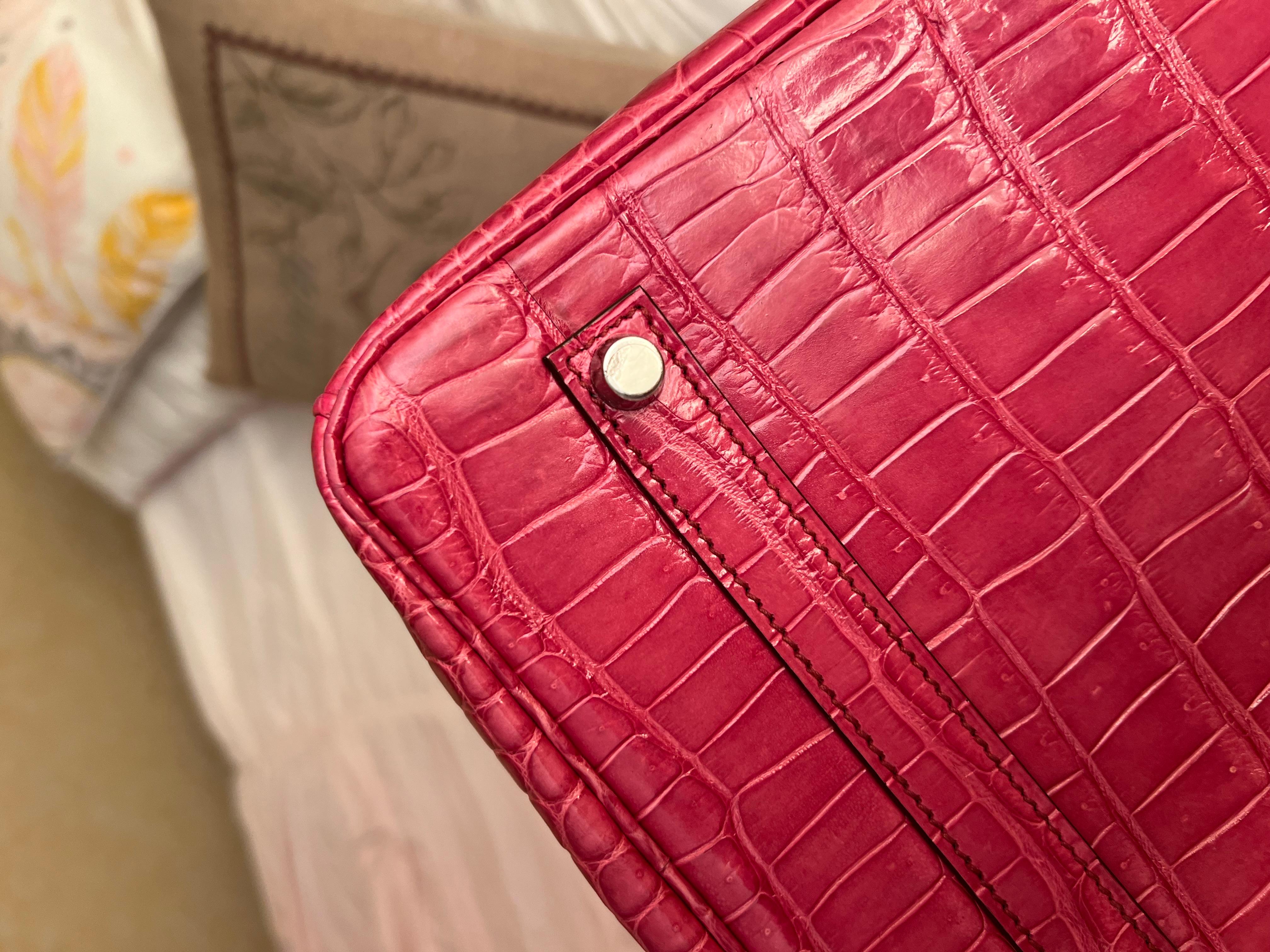 Hermes Birkin 35 Rose Tyrien Porosus Crocodile PHW Bag 11