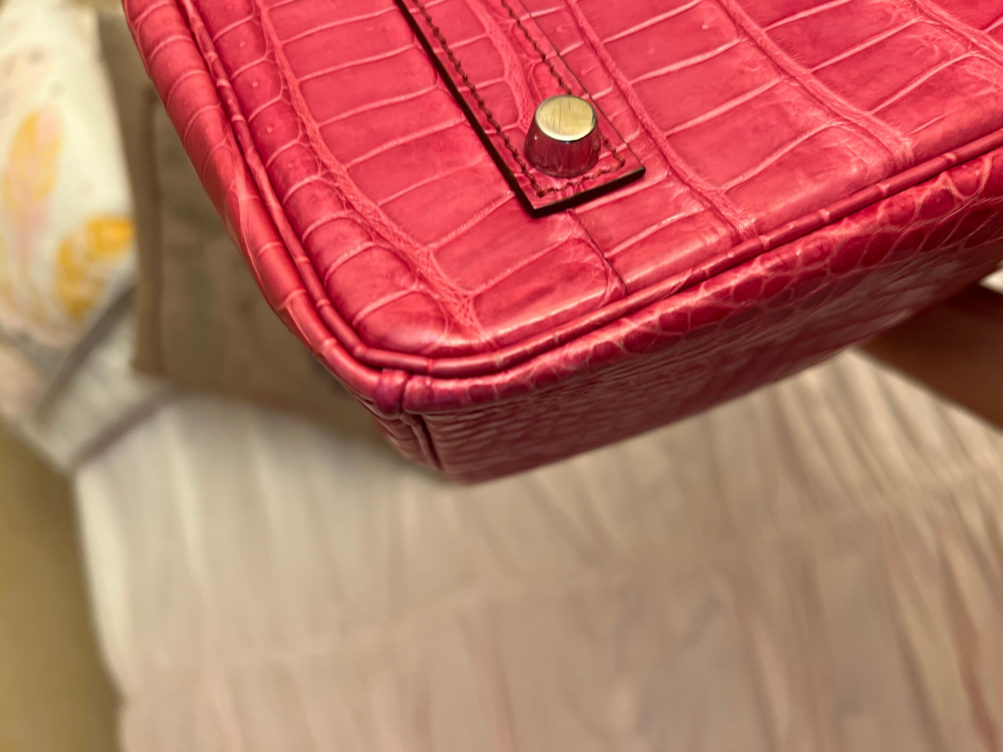 Hermes Birkin 35 Rose Tyrien Porosus Crocodile PHW Bag 14