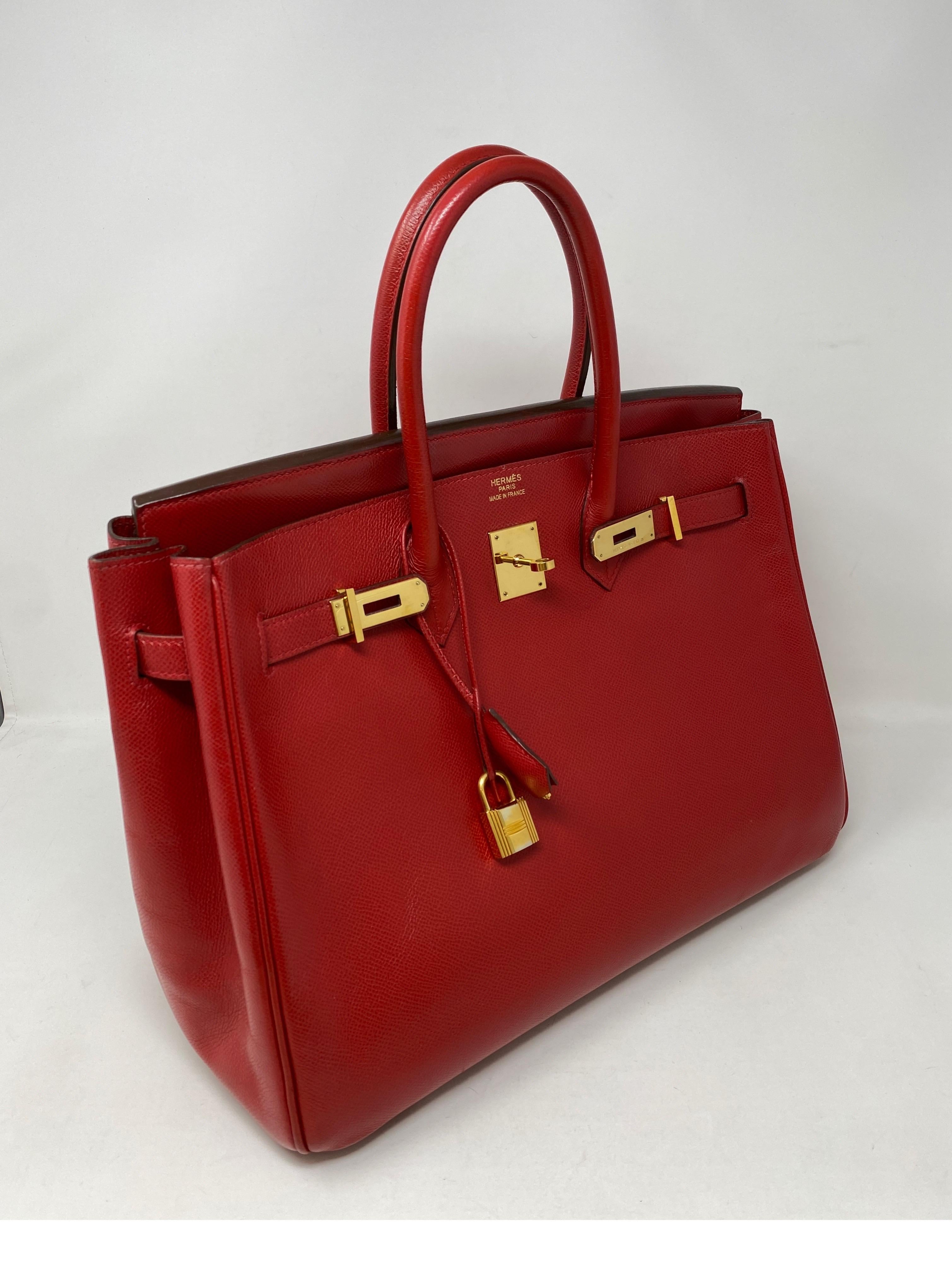 Hermes Birkin 35 Rouge Casaque Bag. Some light crease wear. Good condition overall. Gold hardware. Priced to sell. Beautiful red color bag. Guaranteed authentic. 