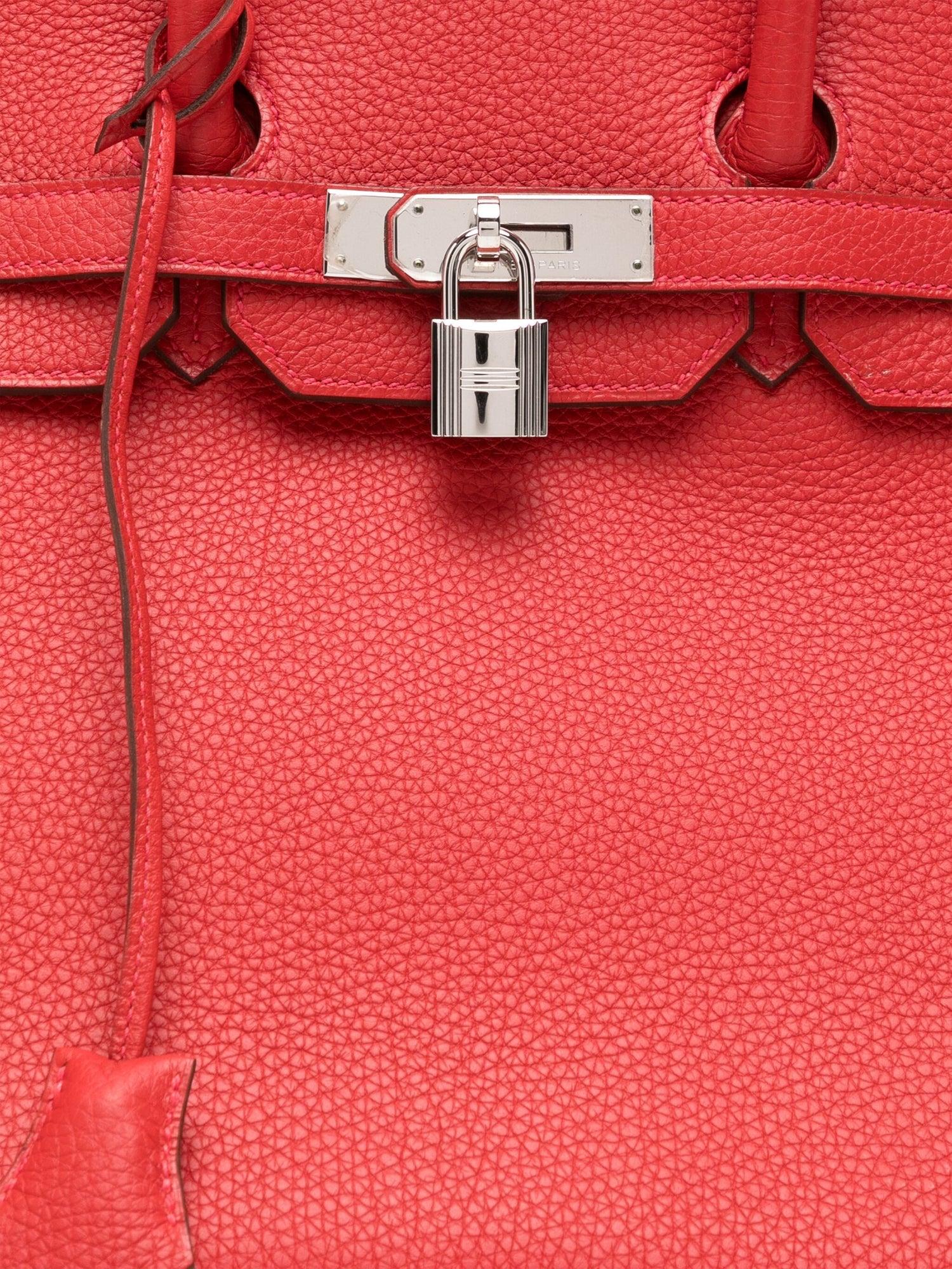 Red Hermès Birkin 35 Rouge Casaque Clemence PHW For Sale