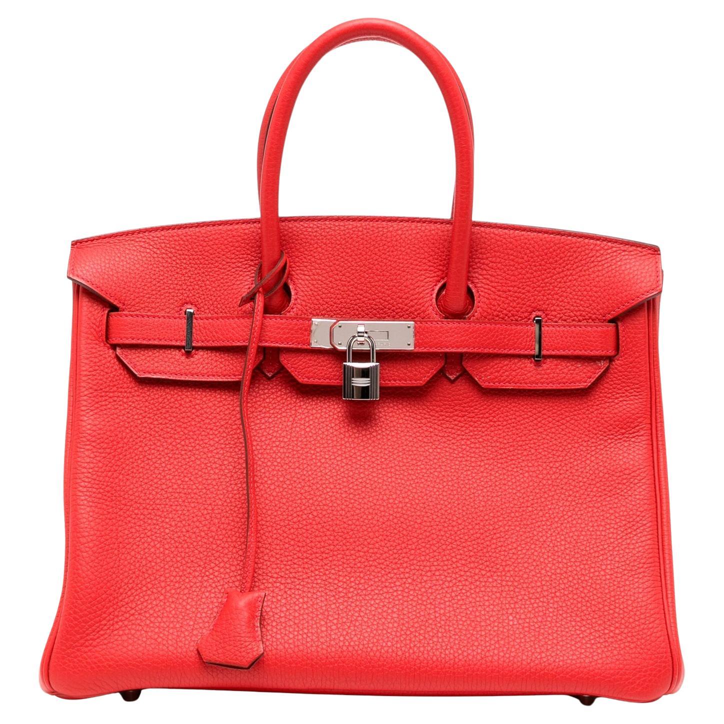 Hermès Birkin 35 Rouge Casaque Clemence PHW For Sale