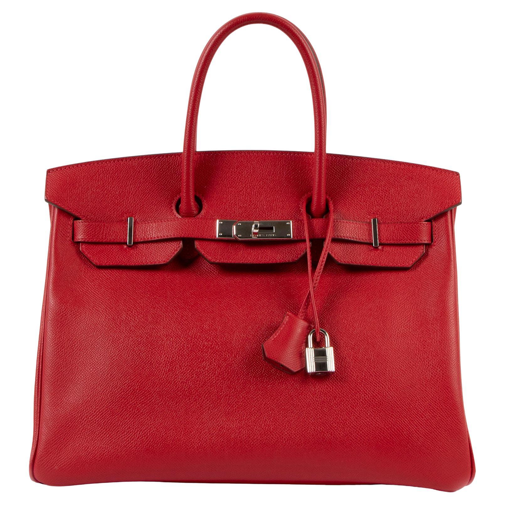 Hermès Birkin 35 Rouge Casaque Epsom PHW For Sale