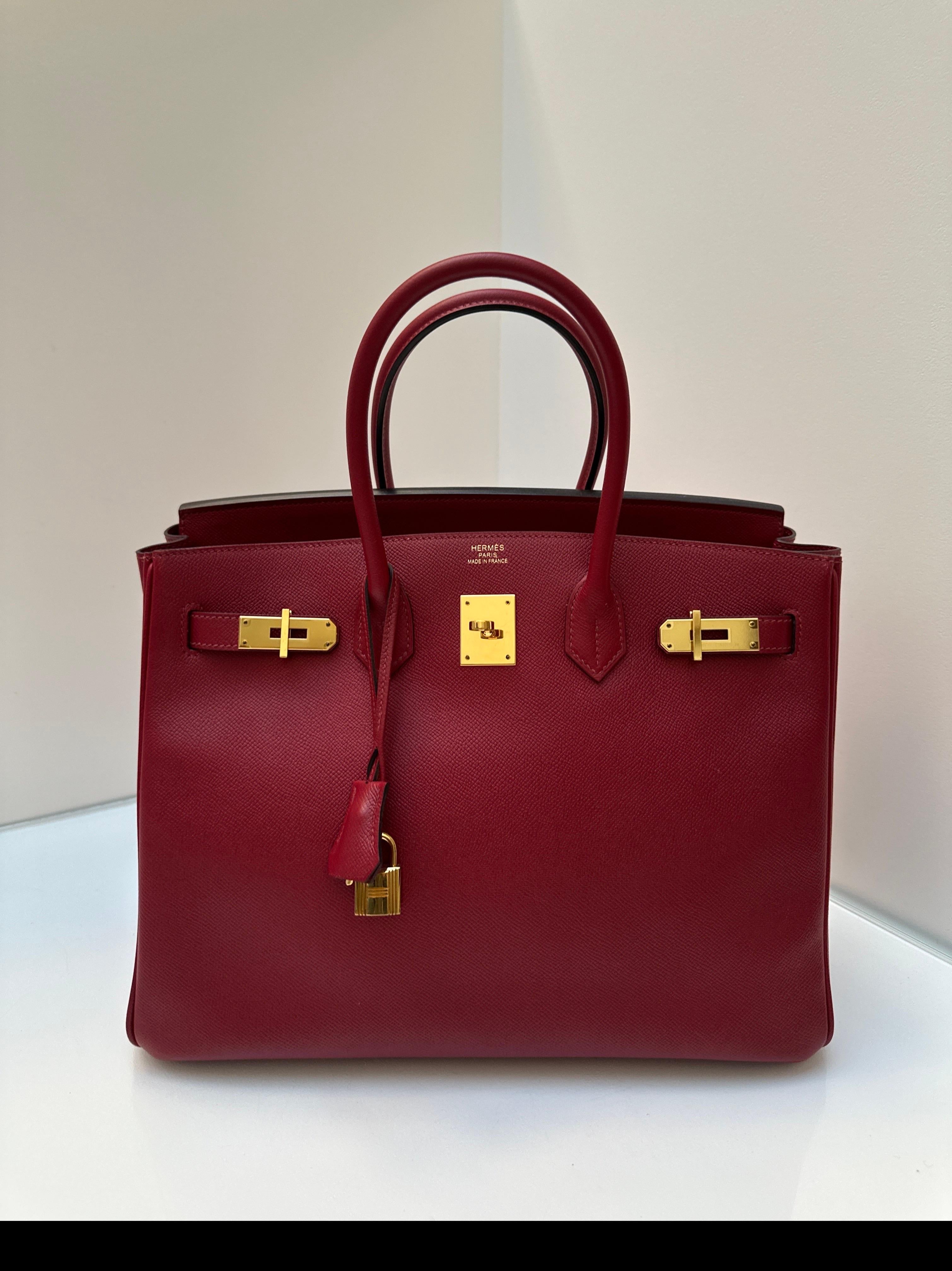 Hermes Birkin 35 Rouge Grenat en vente 11