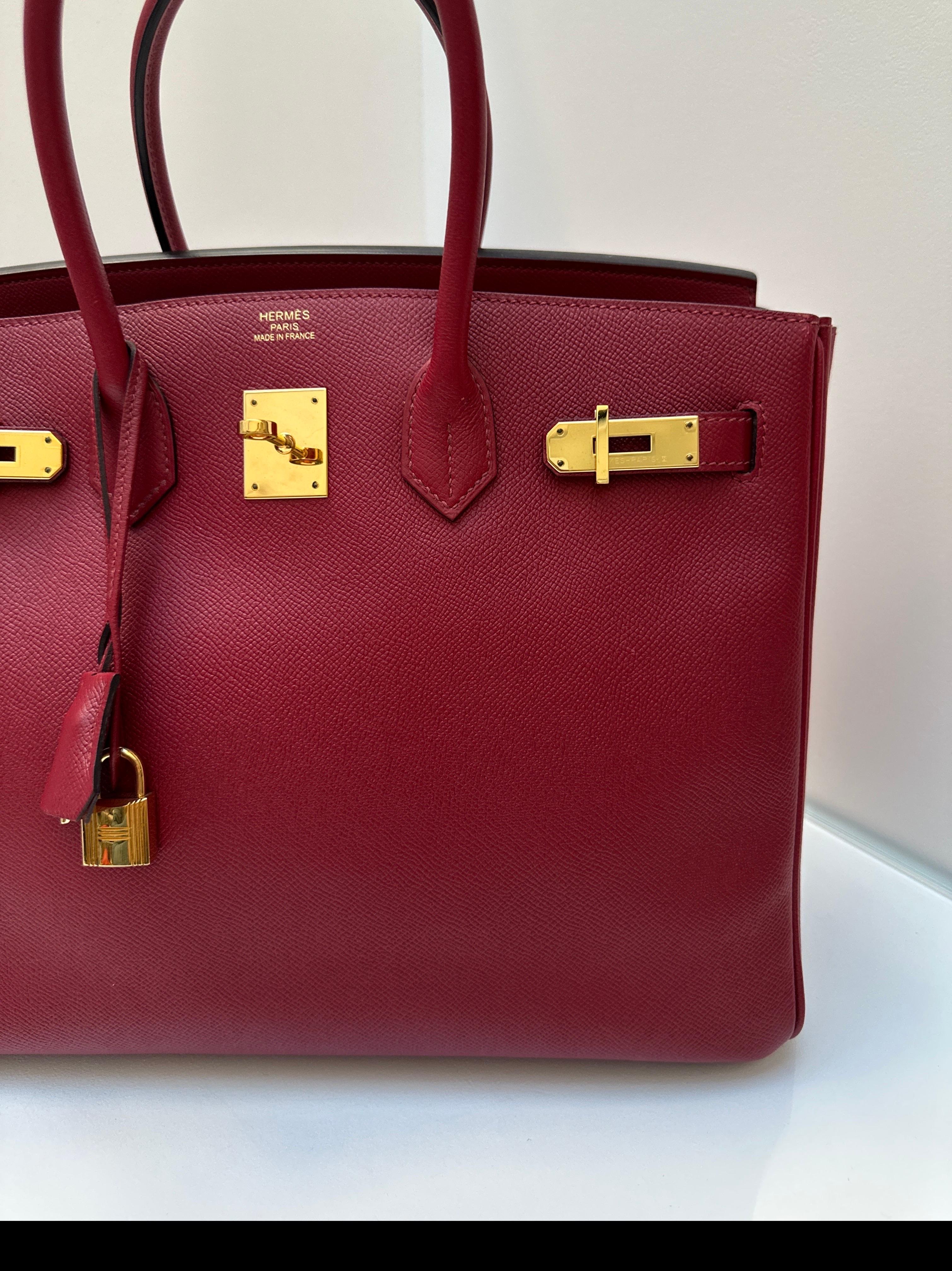 Hermes Birkin 35 Rouge Grenat en vente 13
