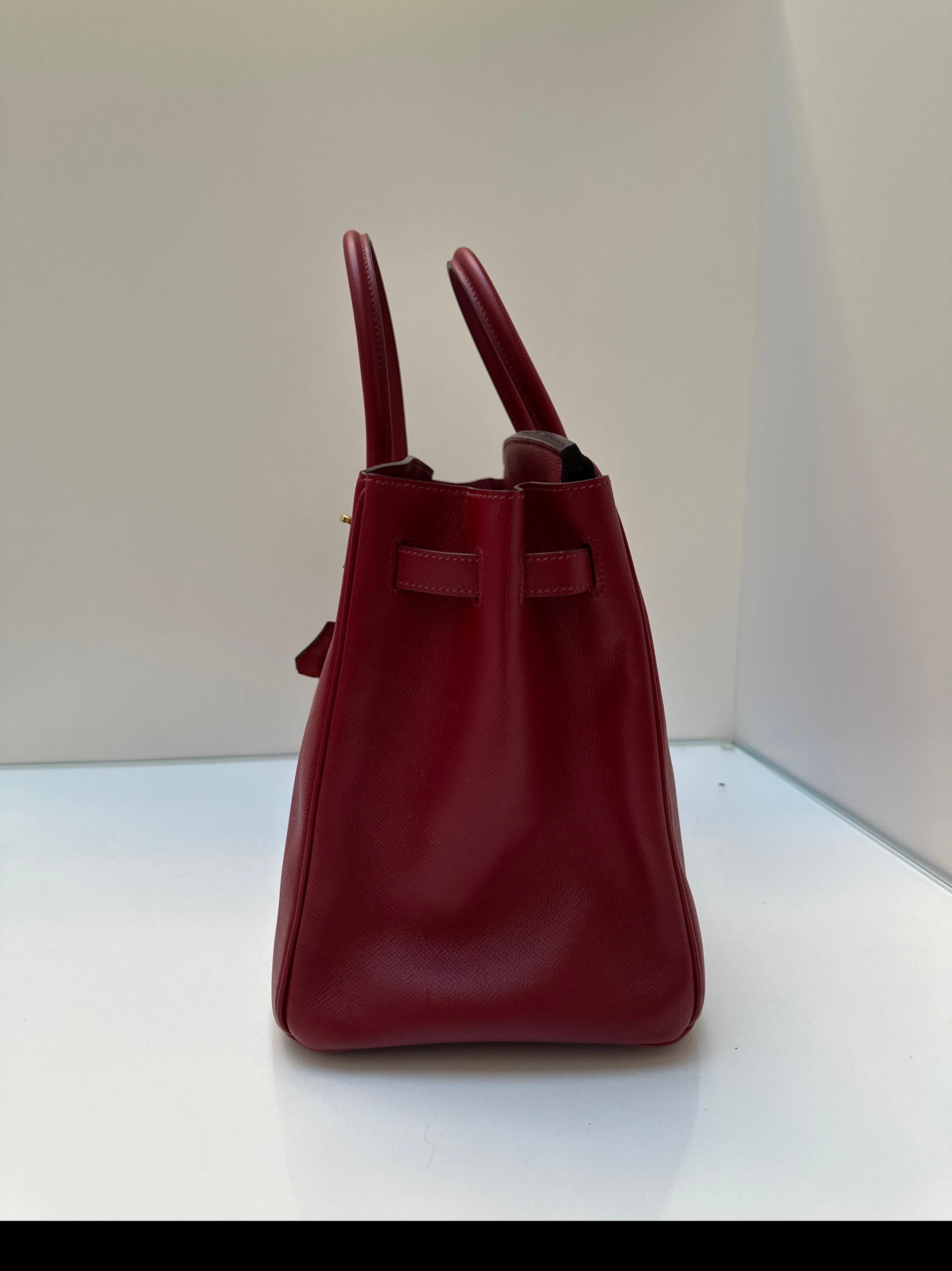 Hermes Birkin 35 Rouge Grenat en vente 15