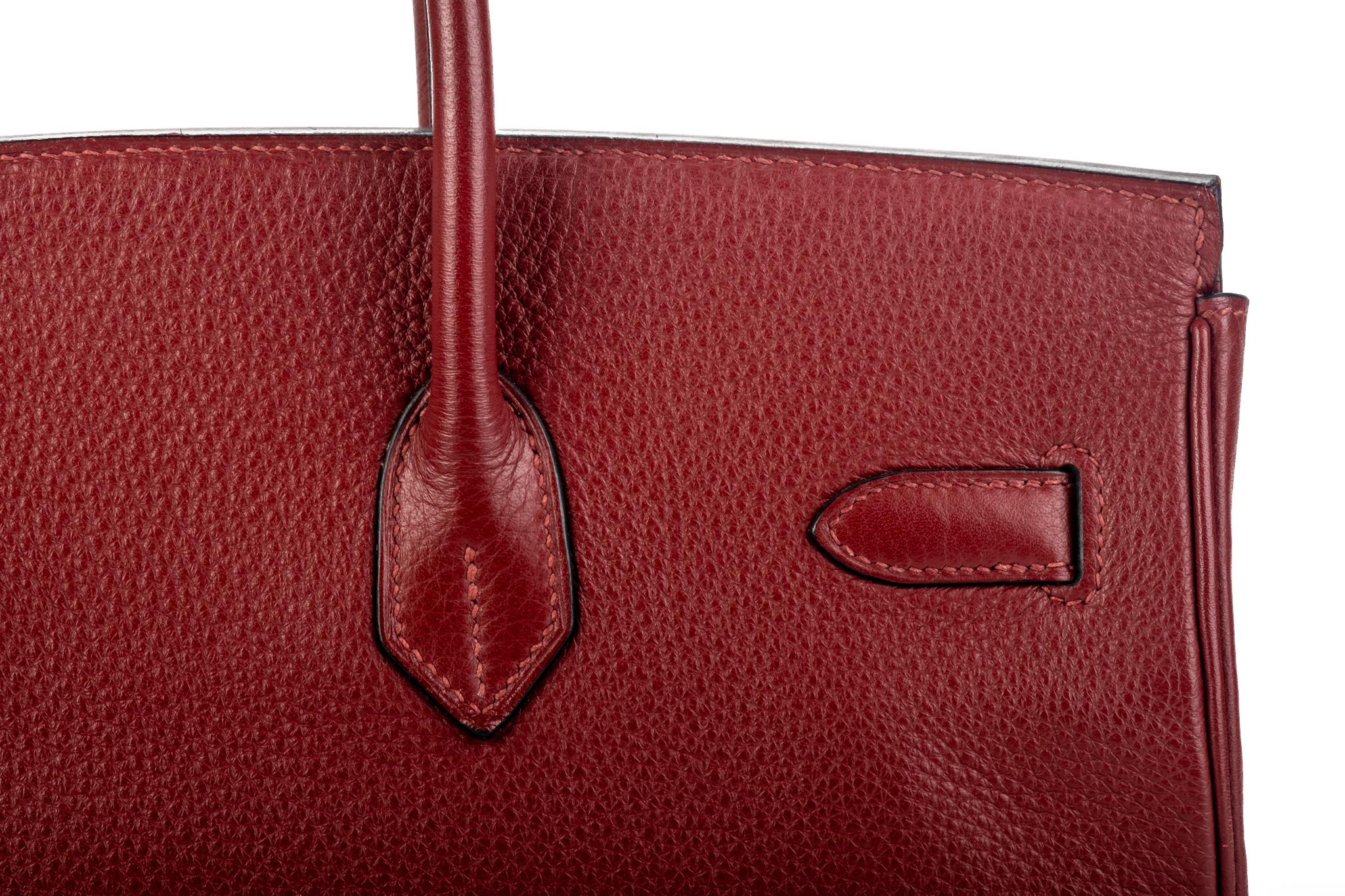 Hermes Birkin 35 Rouge H Clemence, Birkin im Angebot 13