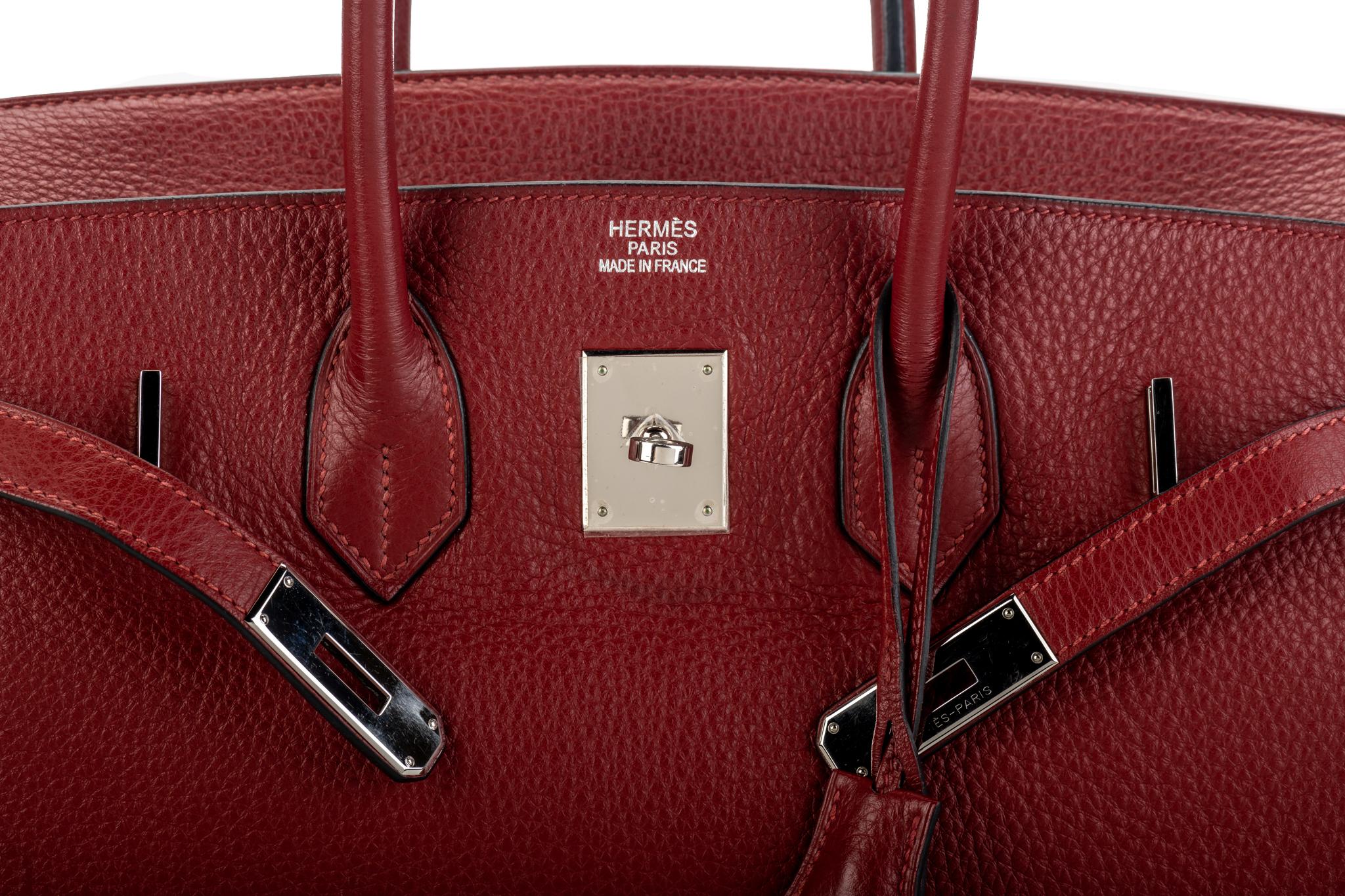 Hermes Birkin 35 Rouge H Clemence, Birkin im Angebot 4