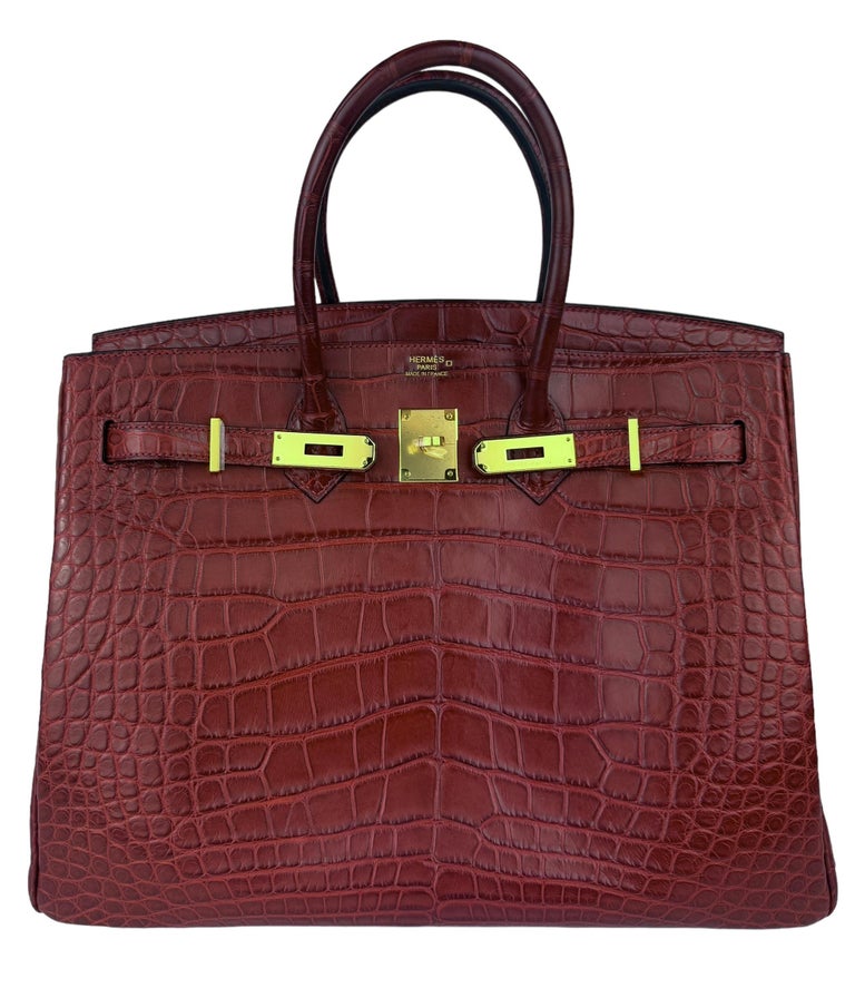 Red alligator birkin bag clearance