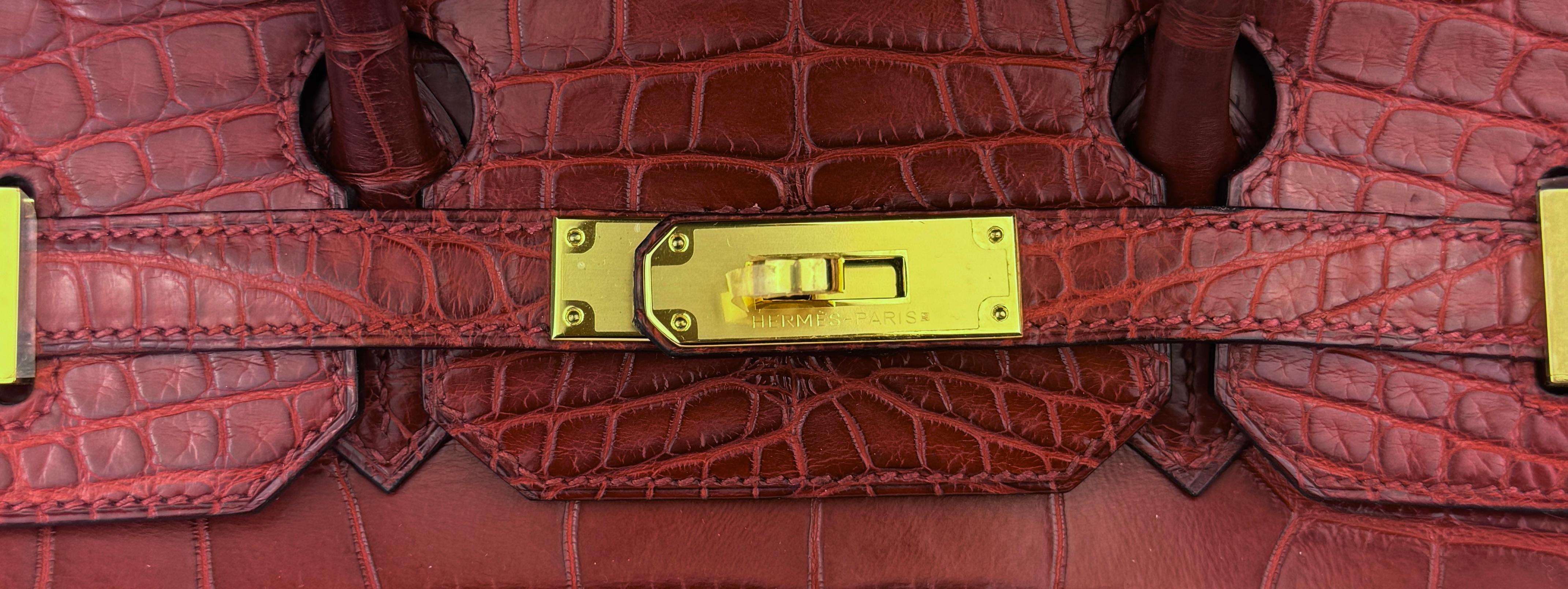 Hermes Birkin 35 Rouge H Red Matte Alligator Gold Hardware In Excellent Condition In Miami, FL