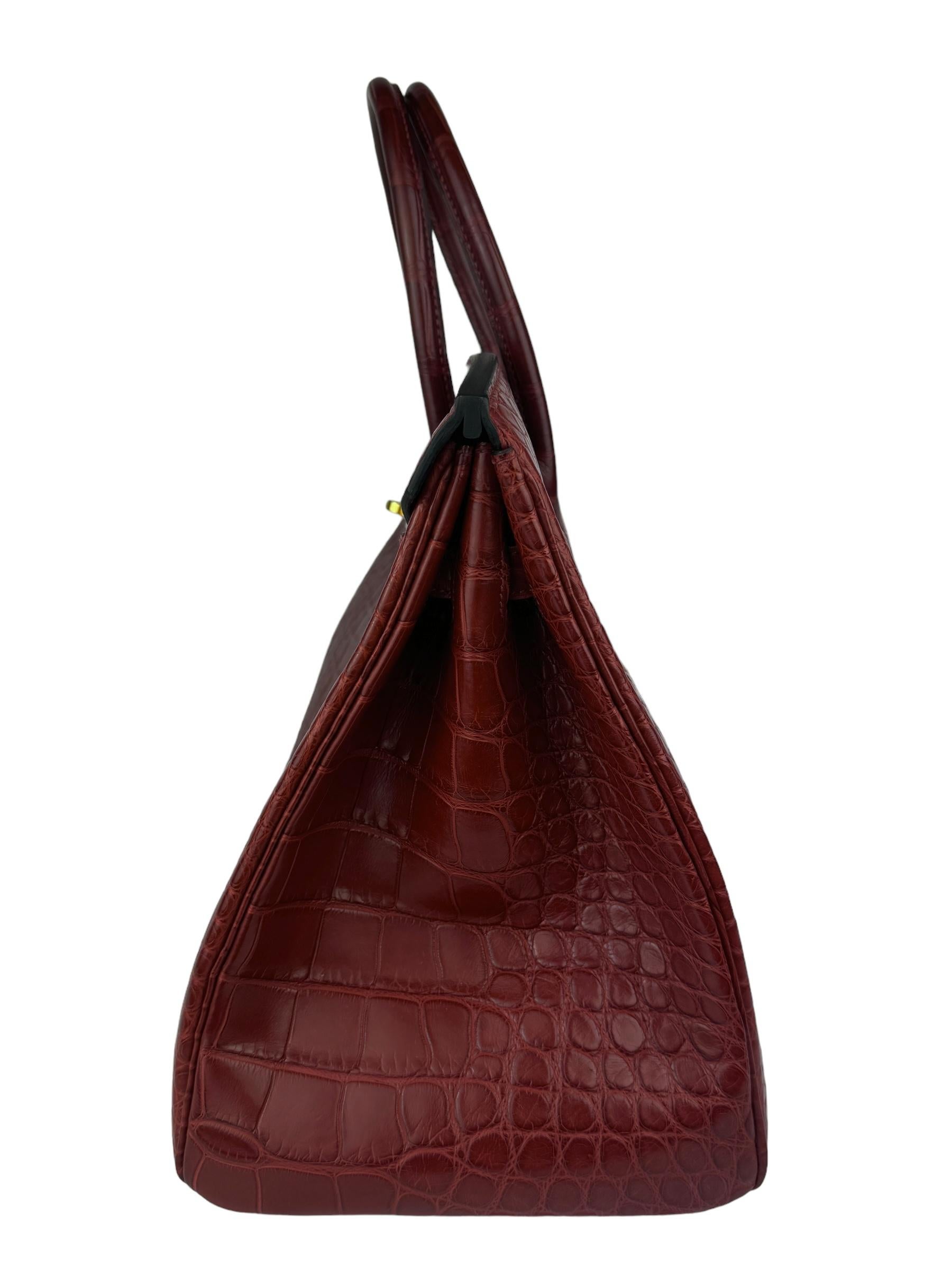 Women's or Men's Hermes Birkin 35 Rouge H Red Matte Alligator Gold Hardware