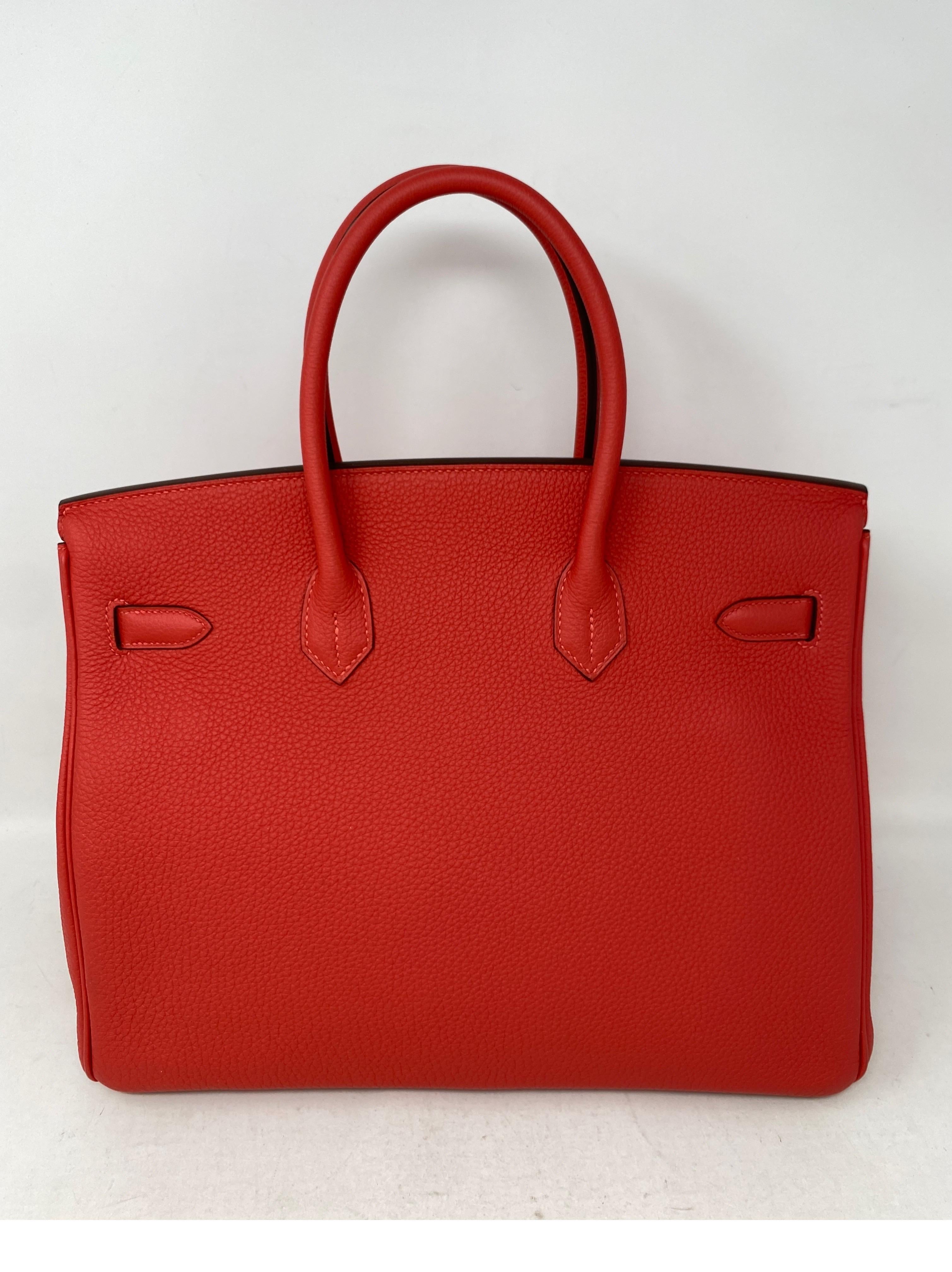 Hermes Birkin 35 Rouge Pivoine Bag In Excellent Condition In Athens, GA