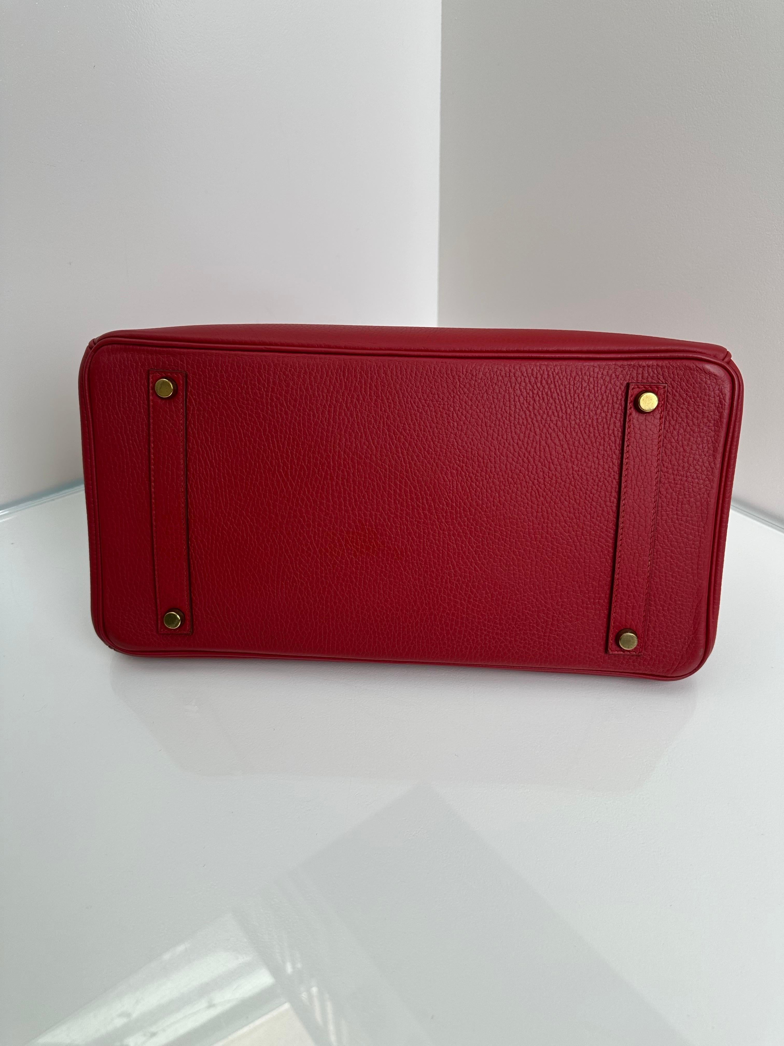 Hermes Birkin 35 Rouge Vif Ardennen Gold Hardware für Damen oder Herren im Angebot
