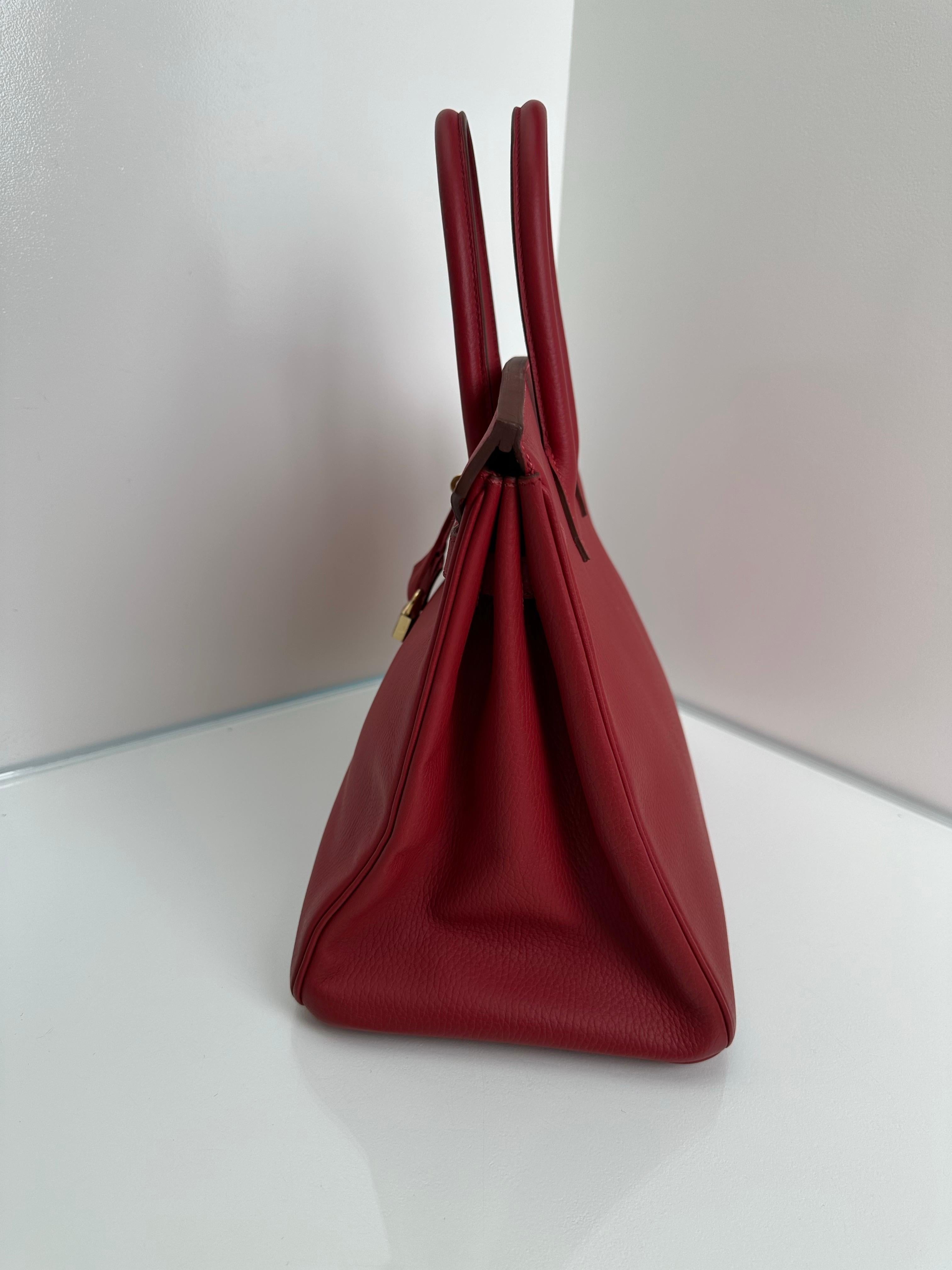 Hermes Birkin 35 Rouge Vif Ardennen Gold Hardware im Angebot 2