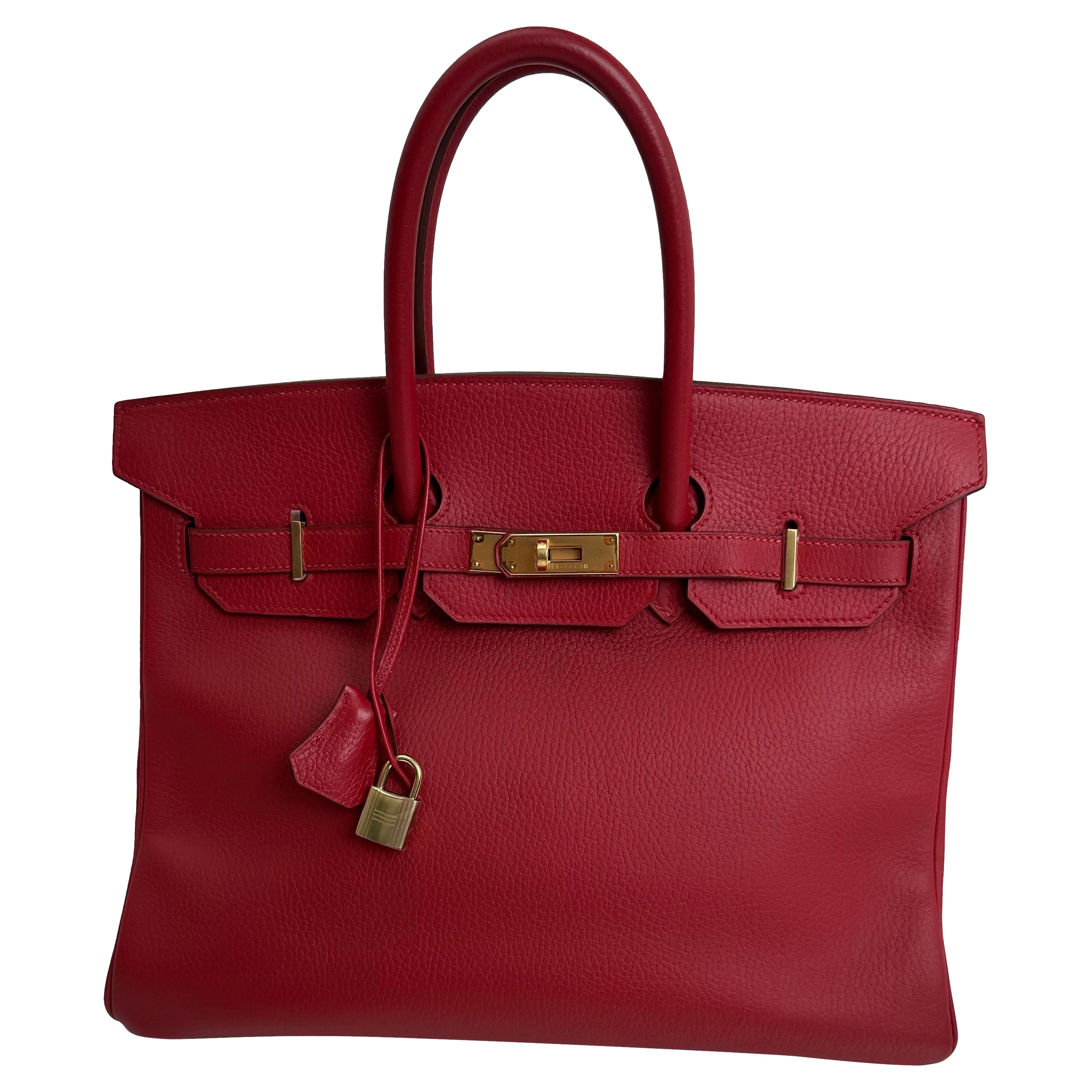 Hermes Birkin 35 Rouge Vif Ardennes Oro Hardware in vendita