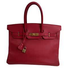 Hermes Birkin 35 Rouge Vif Ardennes Oro Hardware