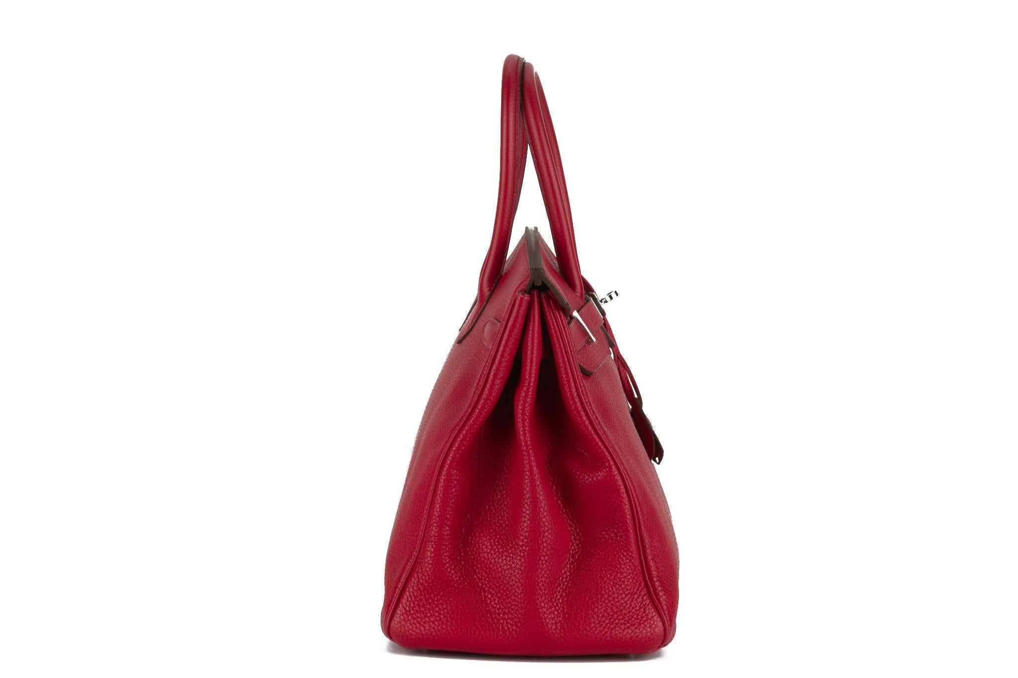 Red Hermès Birkin 35 Rouge Vif Clemence