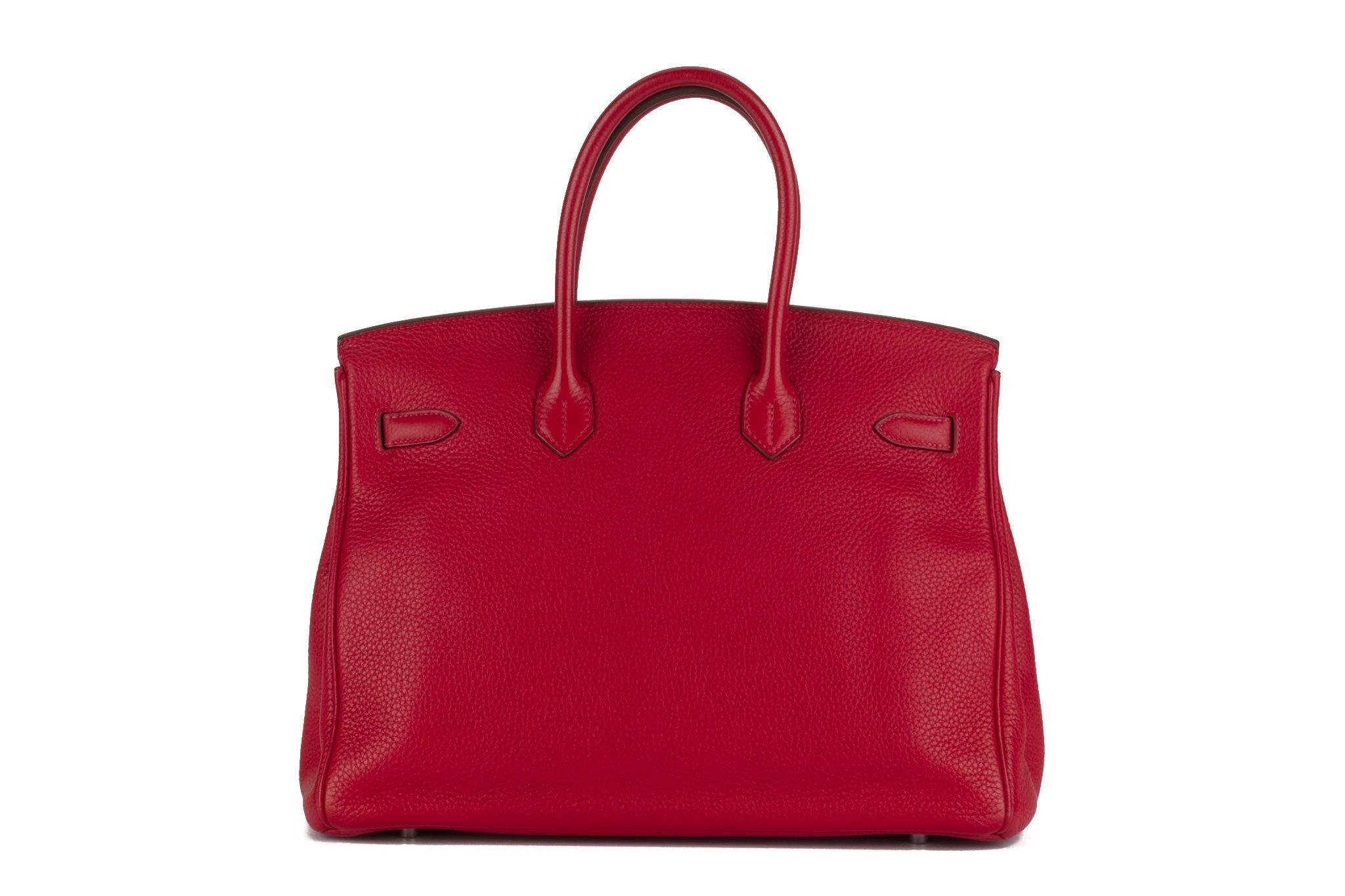 Hermès Birkin 35 Rouge Vif Clemence In Excellent Condition In West Hollywood, CA