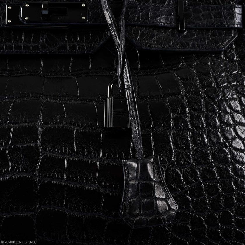 Black Hermès Birkin 35 SO BLACK Matte Alligator PVD Hardware For Sale