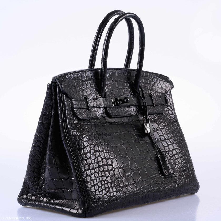 Women's Hermès Birkin 35 SO BLACK Matte Alligator PVD Hardware For Sale