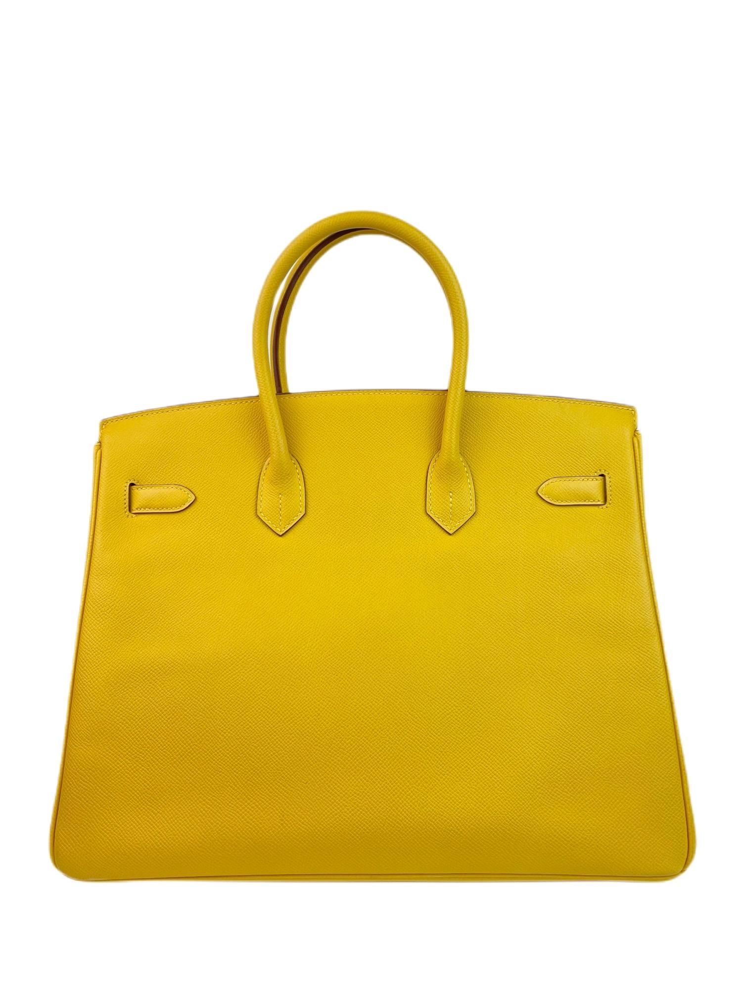 Women's or Men's Hermes Birkin 35 Soleil Yellow Epsom Leather Palladium Hardware 