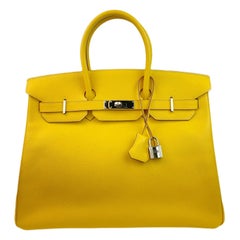 Hermes Birkin 35 Soleil Yellow Epsom Leather Palladium Hardware 