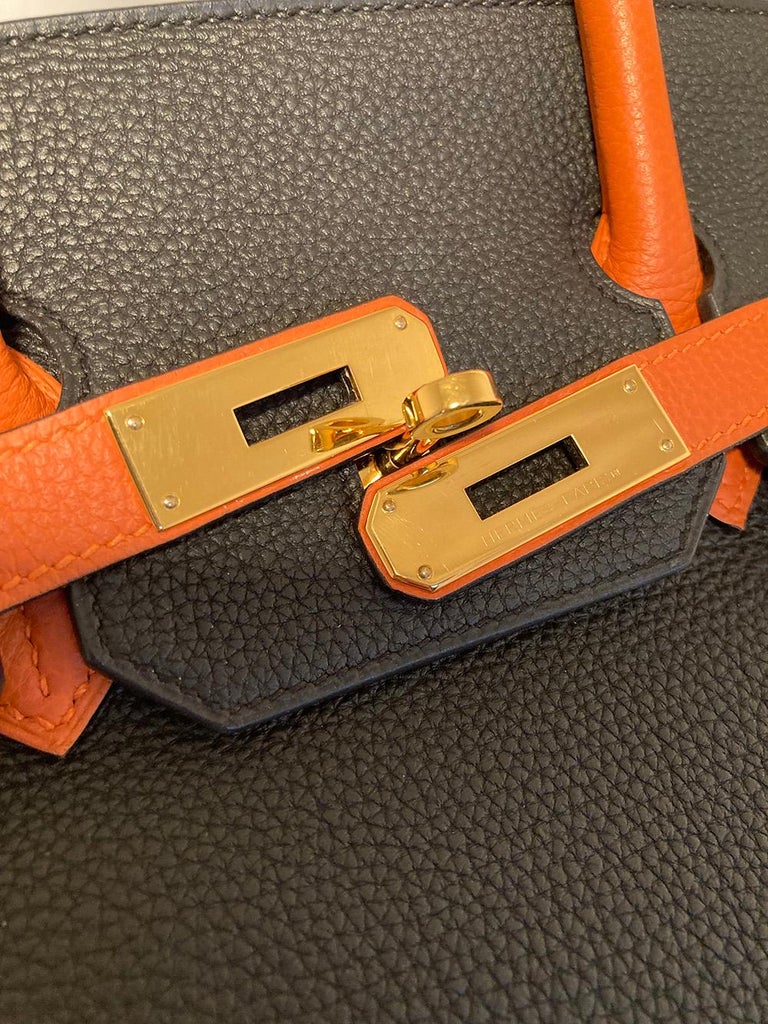 Sold at Auction: Hermes Special Order Black and Orange Togo Birkin 35