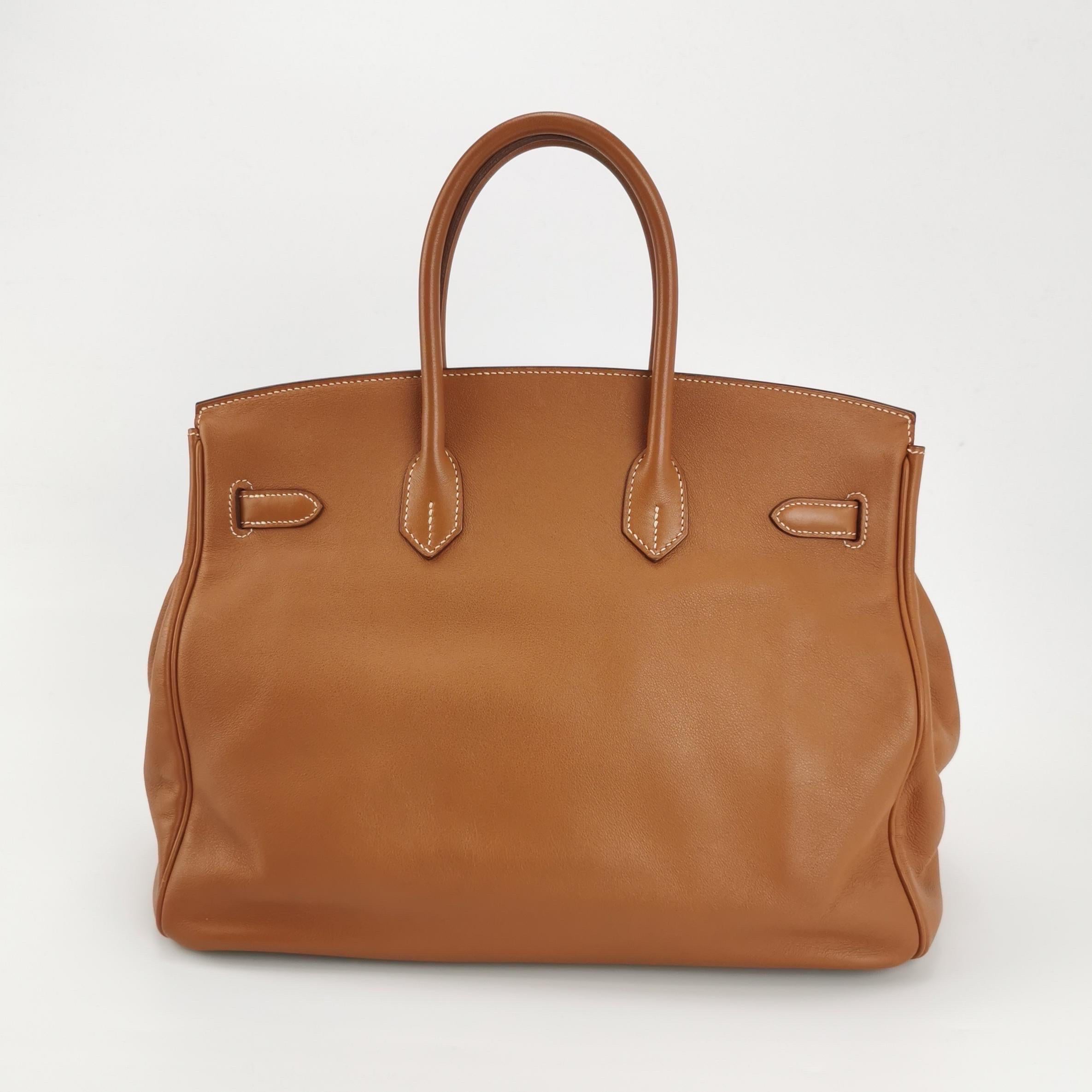 Marron Hermes Birkin 35 Swift 37 Or Palladium Hardware 2010