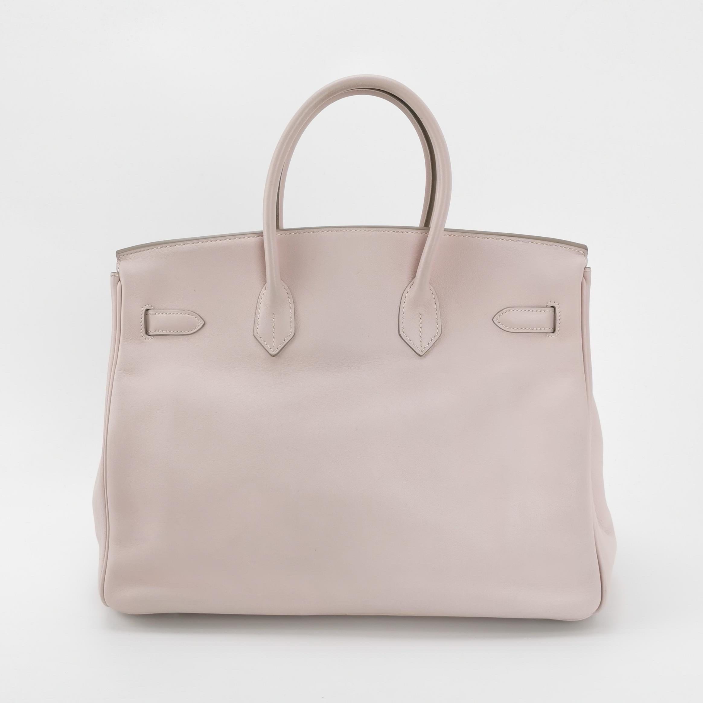 Beige Hermès Birkin 35 Swift Leather P1 Rose Eglantine Palladium Hardware 2008 For Sale