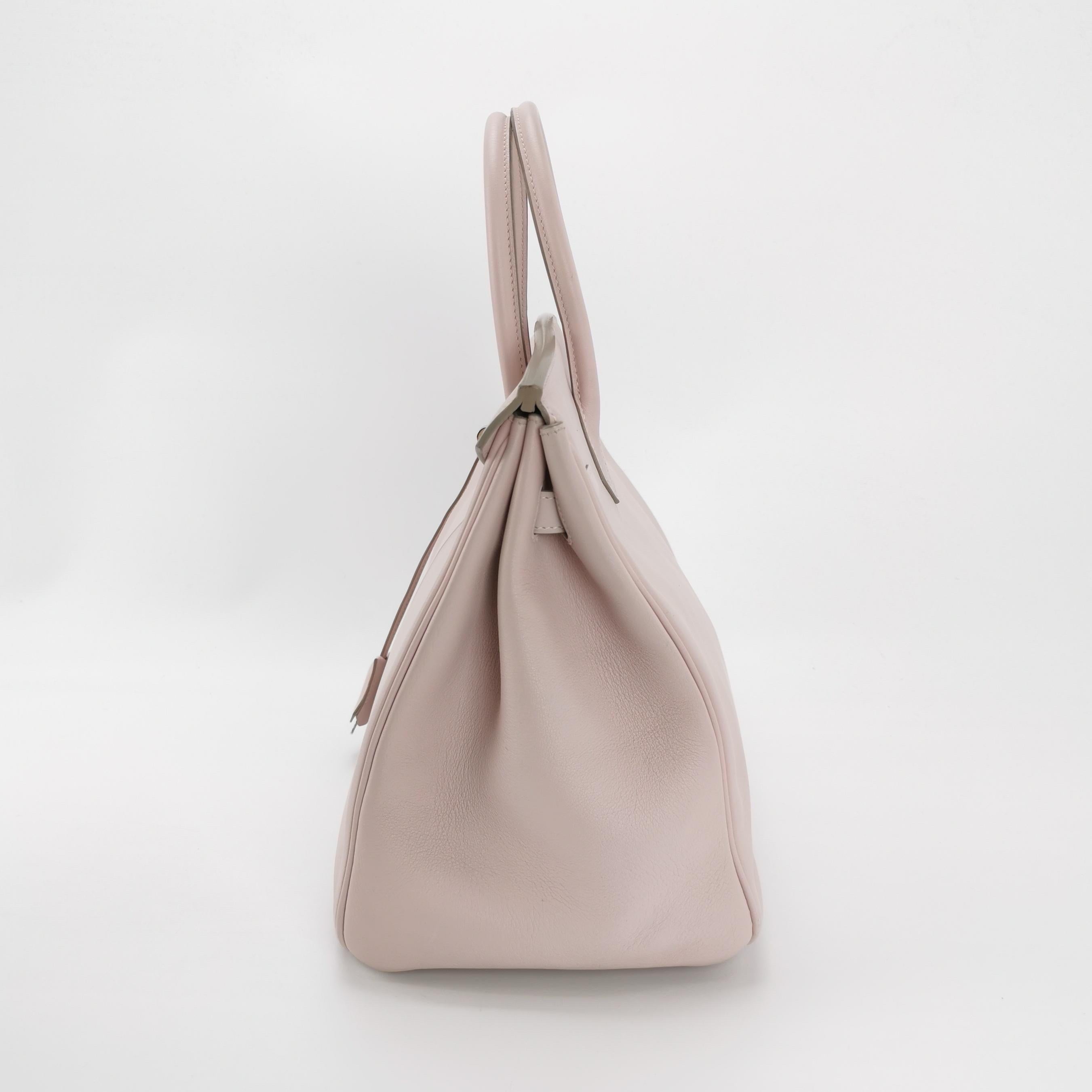 Hermès Birkin 35 Swift Leather P1 Rose Eglantine Palladium Hardware 2008 In Good Condition For Sale In AUBERVILLIERS, FR