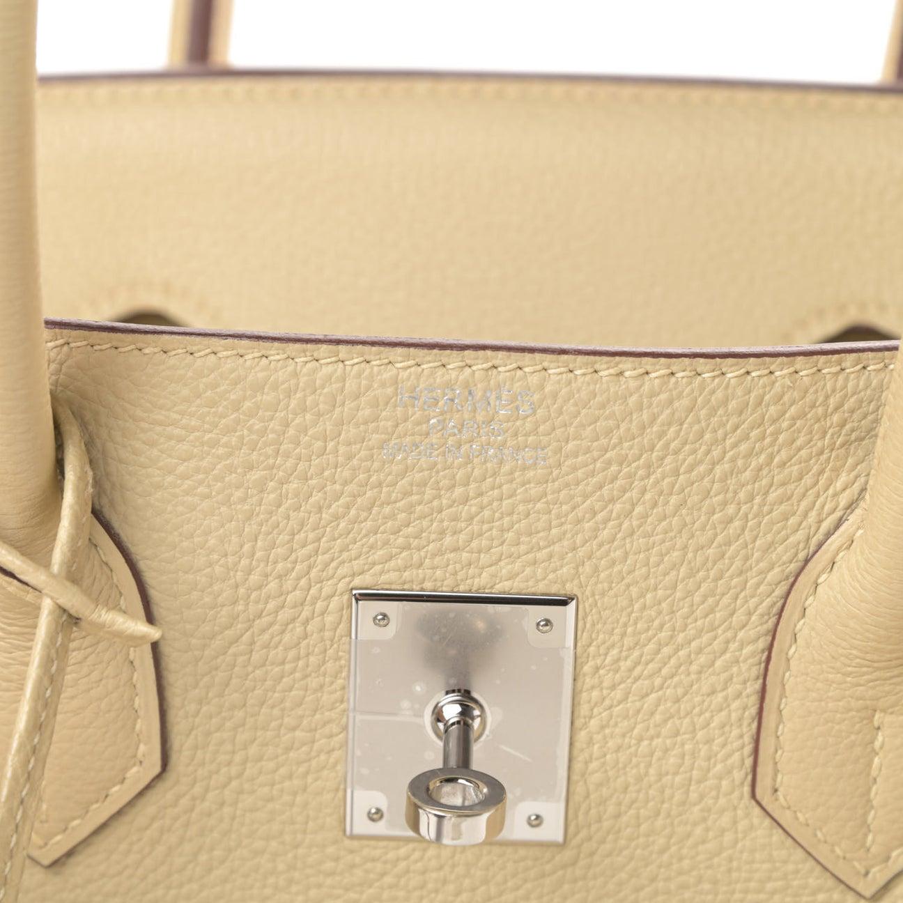 HERMES Birkin 35 Tan Beige Nude Parchemin Togo Leder Palladium Tote Bag im Zustand „Gut“ in Chicago, IL