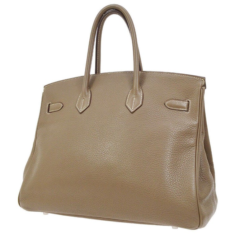 Hermes Birkin 35 Taupe Leather Silver Travel Carryall Top Handle ...