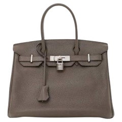 Hermès Birkin 35 Taurillon Clemence Leder 8F Etain PHW