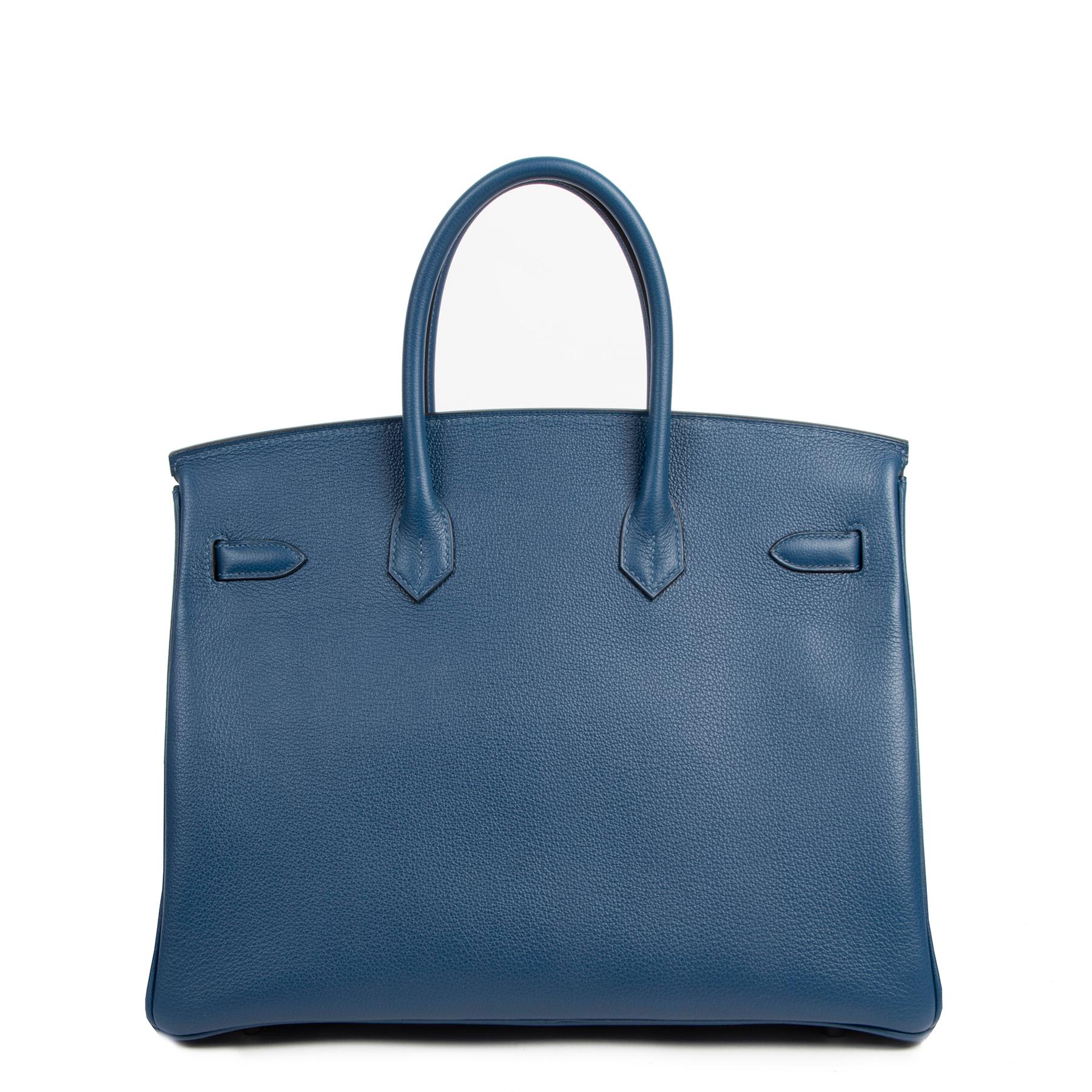 Hermès Birkin 35 Taurillon Novillo Deep Blue PHW In New Condition In Antwerp, BE