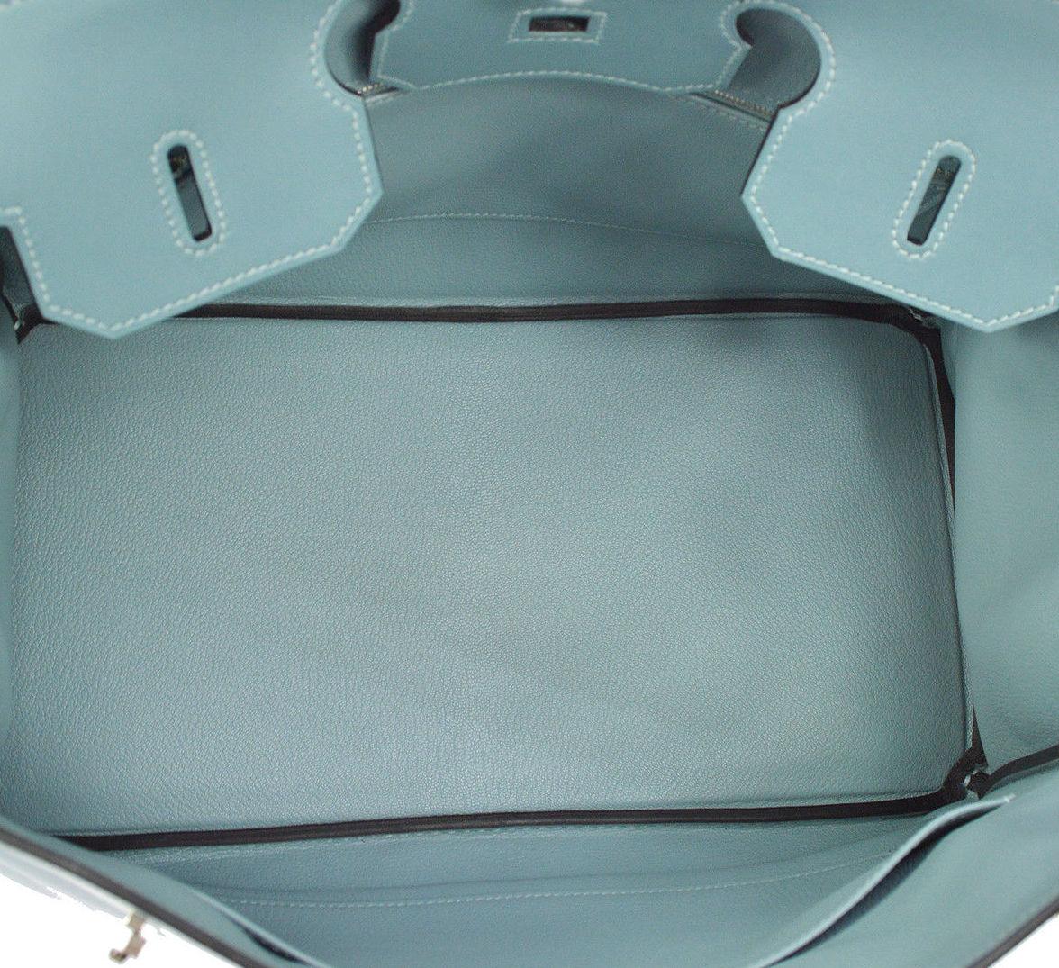 Hermes Birkin 35 Tiffany Blue Leather Top Handle Satchel Travel Shoulder Bag 2